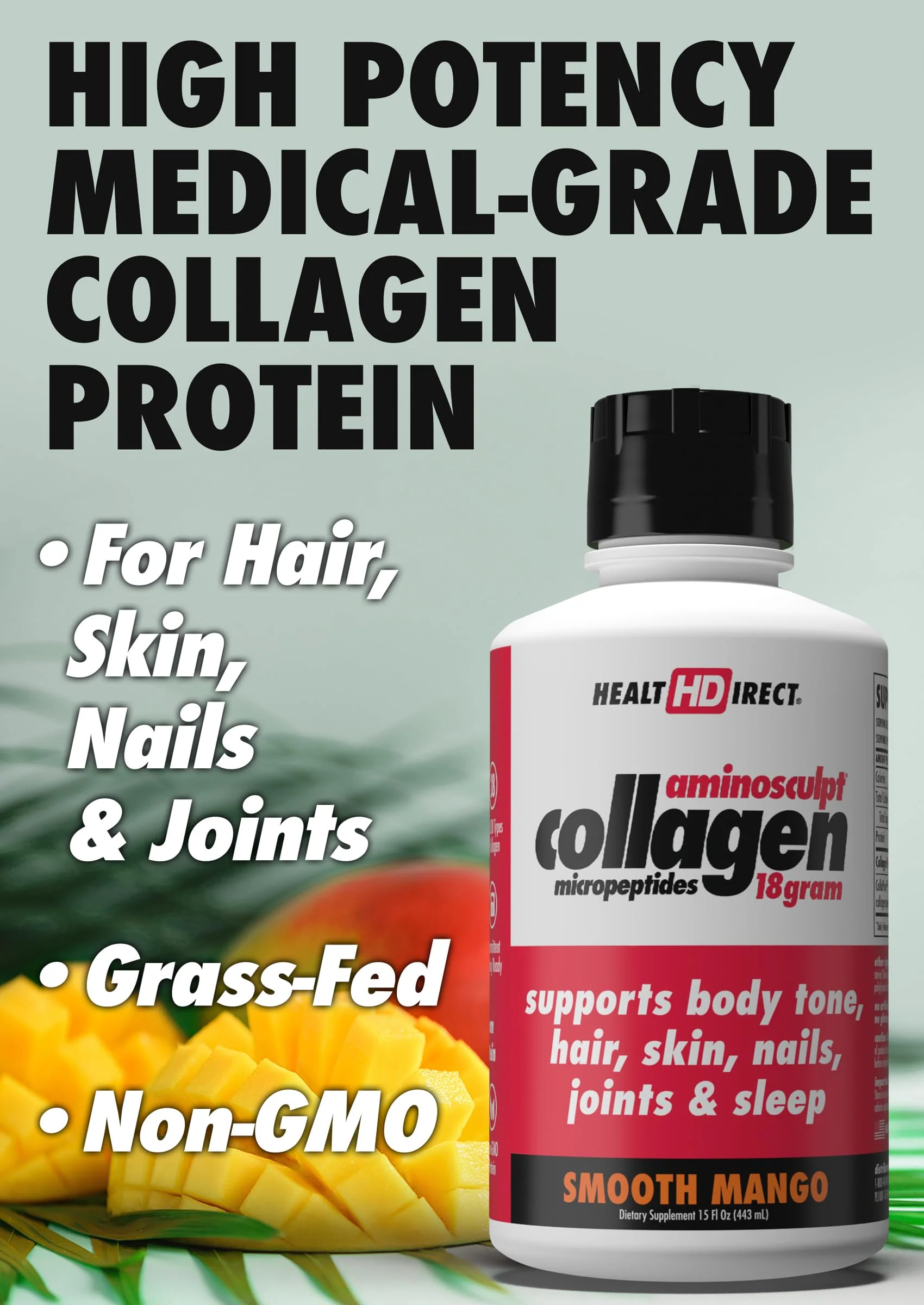 HEALTH DIRECT AminoSculpt Sugar-Free Liquid Collagen | Grass-Fed, Medical-Grade, Mango Flavor – 15 oz - Image 5
