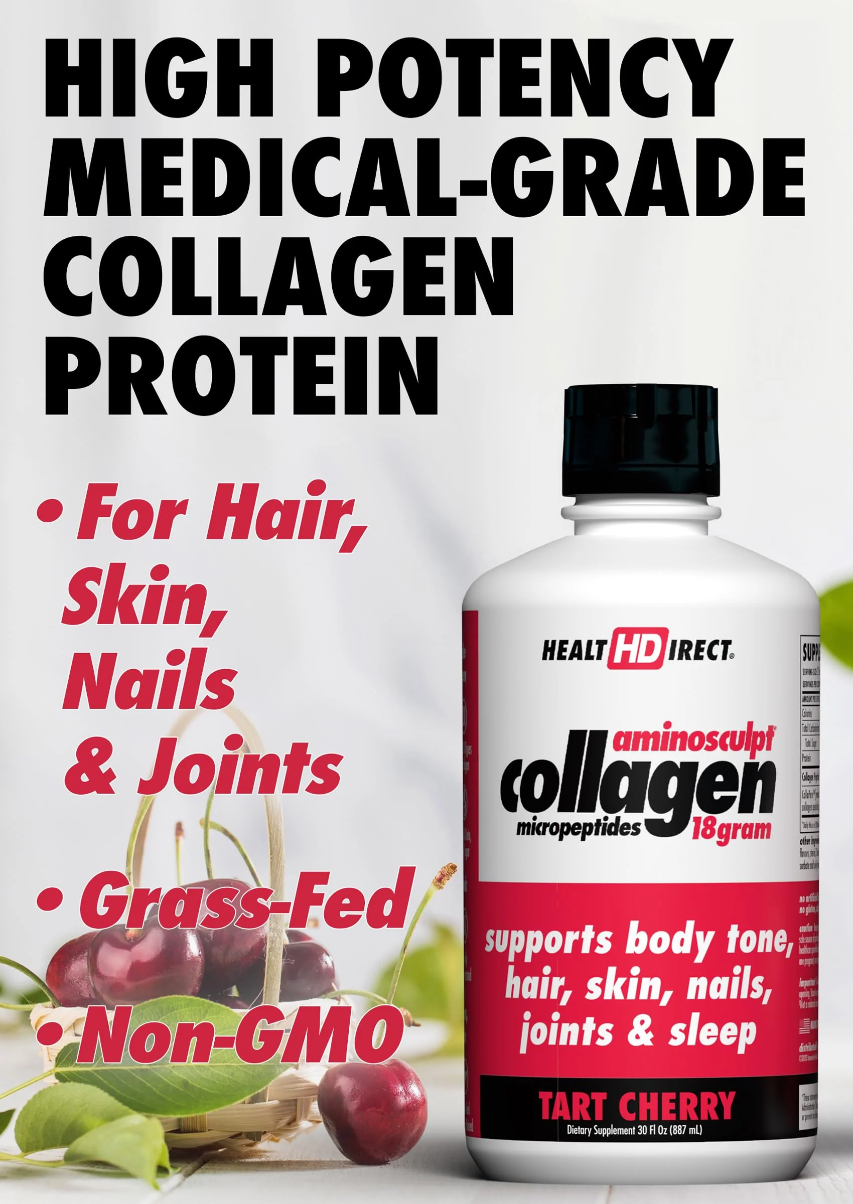 HEALTH DIRECT AminoSculpt Sugar-Free Liquid Collagen – Tart Cherry, 30 oz - Image 12