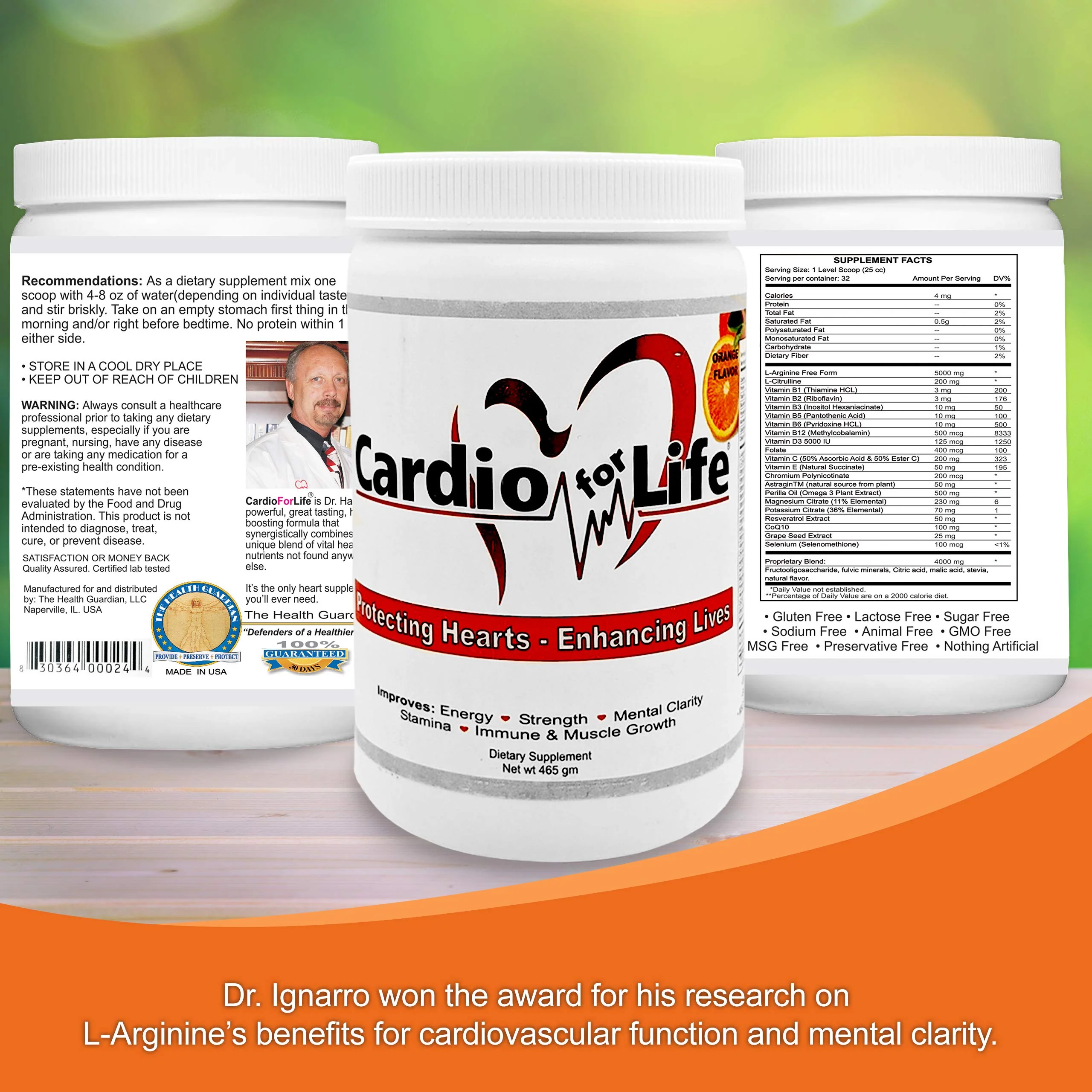 Health Guardian Cardio for Life L-Arginine Powder 16oz – Natural NO Support (Orange) - Image 6