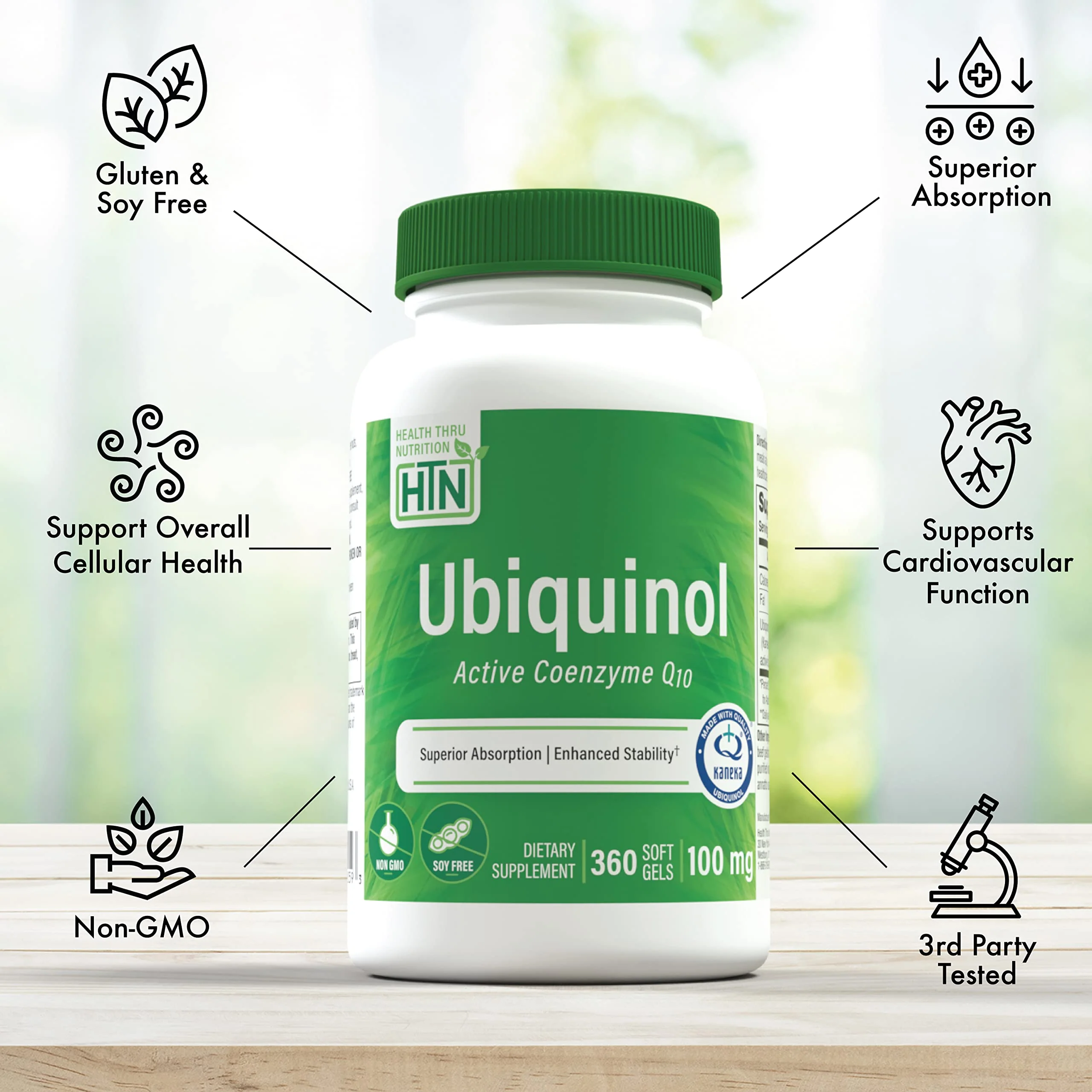 Health Thru Nutrition Ubiquinol 100mg 360 Softgels – Kaneka QH Reduced CoQ-10 | Enhanced Bioavailability | Non-GMO - Image 3