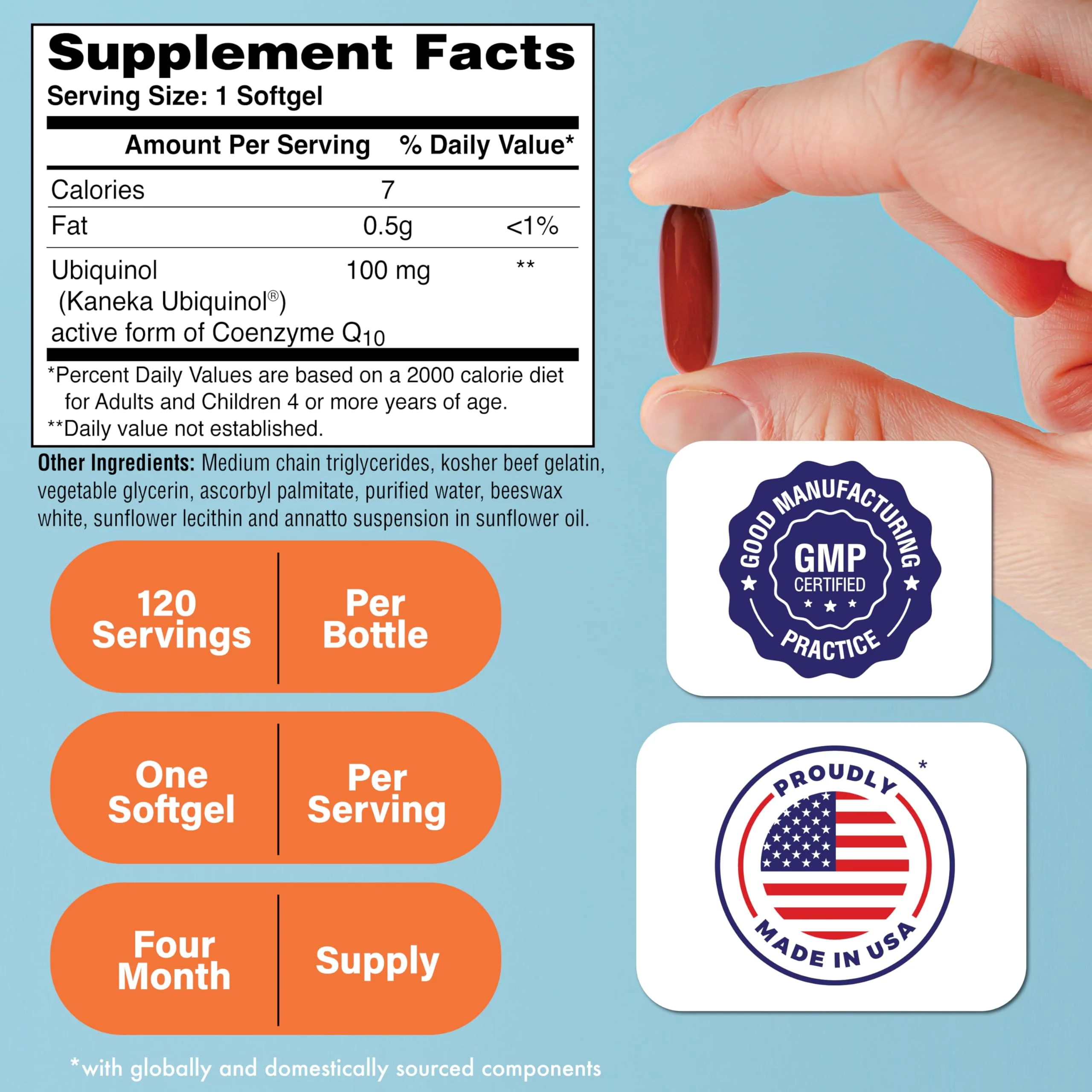 Health Thru Nutrition Ubiquinol 100mg - Kaneka QH, 120 Softgels, 3rd-Party Tested, Enhanced Bioavailability, Non-GMO - Image 2