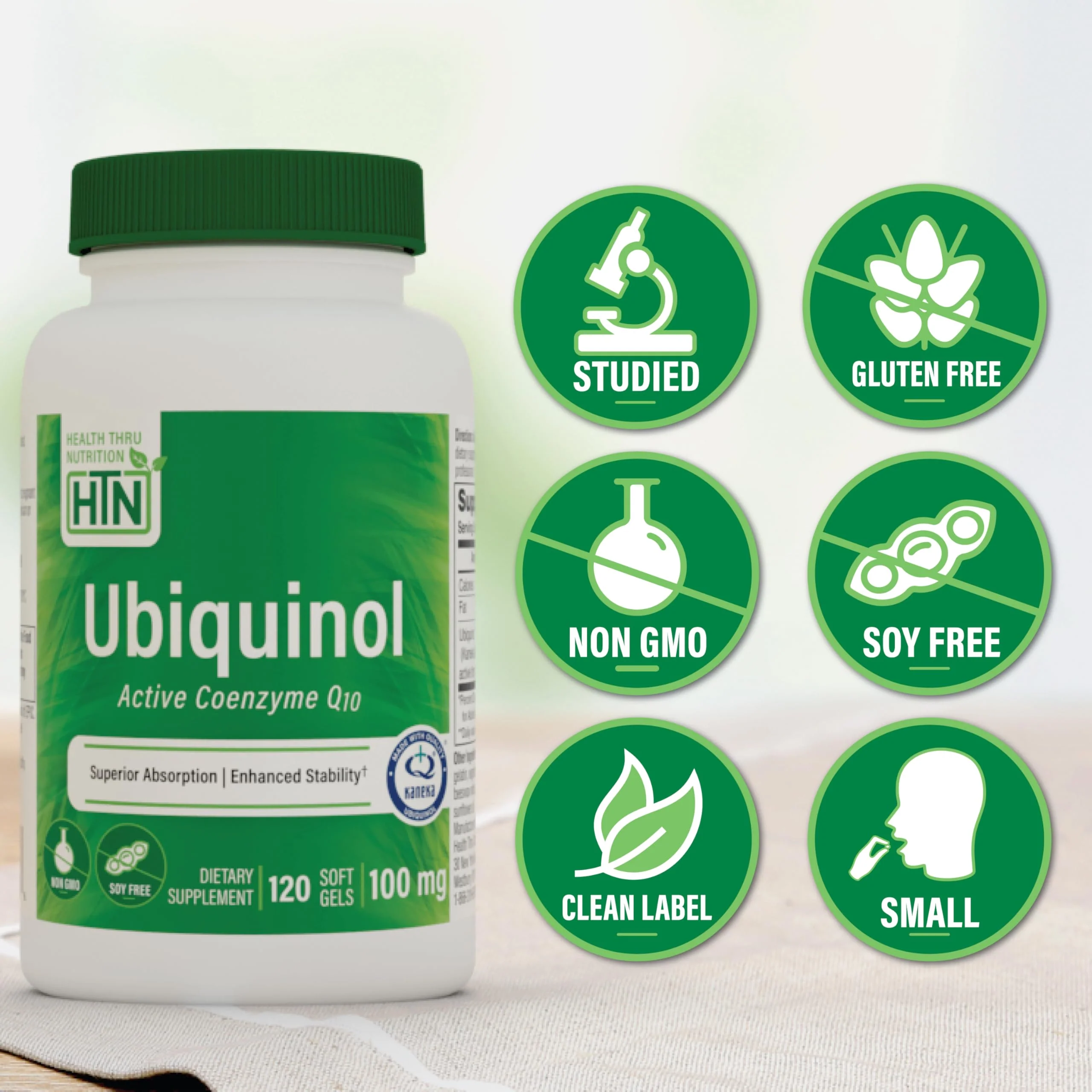 Health Thru Nutrition Ubiquinol 100mg - Kaneka QH, 120 Softgels, 3rd-Party Tested, Enhanced Bioavailability, Non-GMO - Image 3