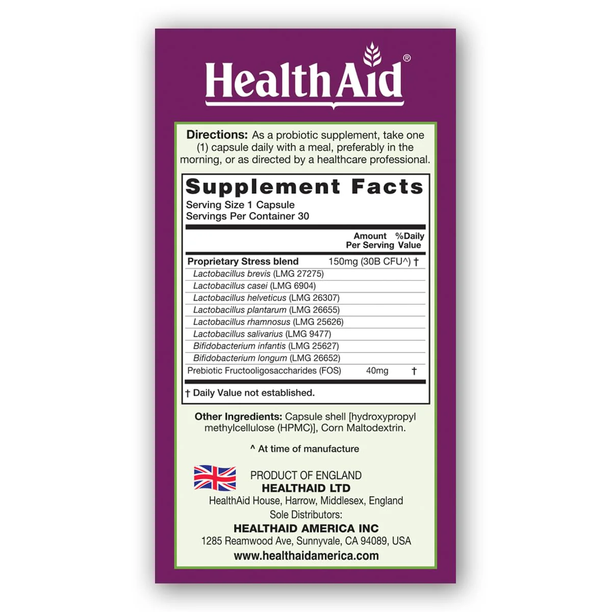 HealthAid StressProbio – Gut-Brain Probiotic, 30 Billion CFU, 8 Vegan Strains - Image 2