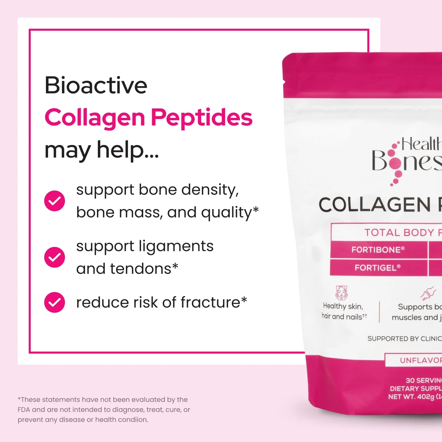 Healthy Bones Co. FORTIBONE Premium Bone Health Collagen Peptides with FORTIGEL, VERISOL & TENDOFORTE | 30 Servings - Image 10
