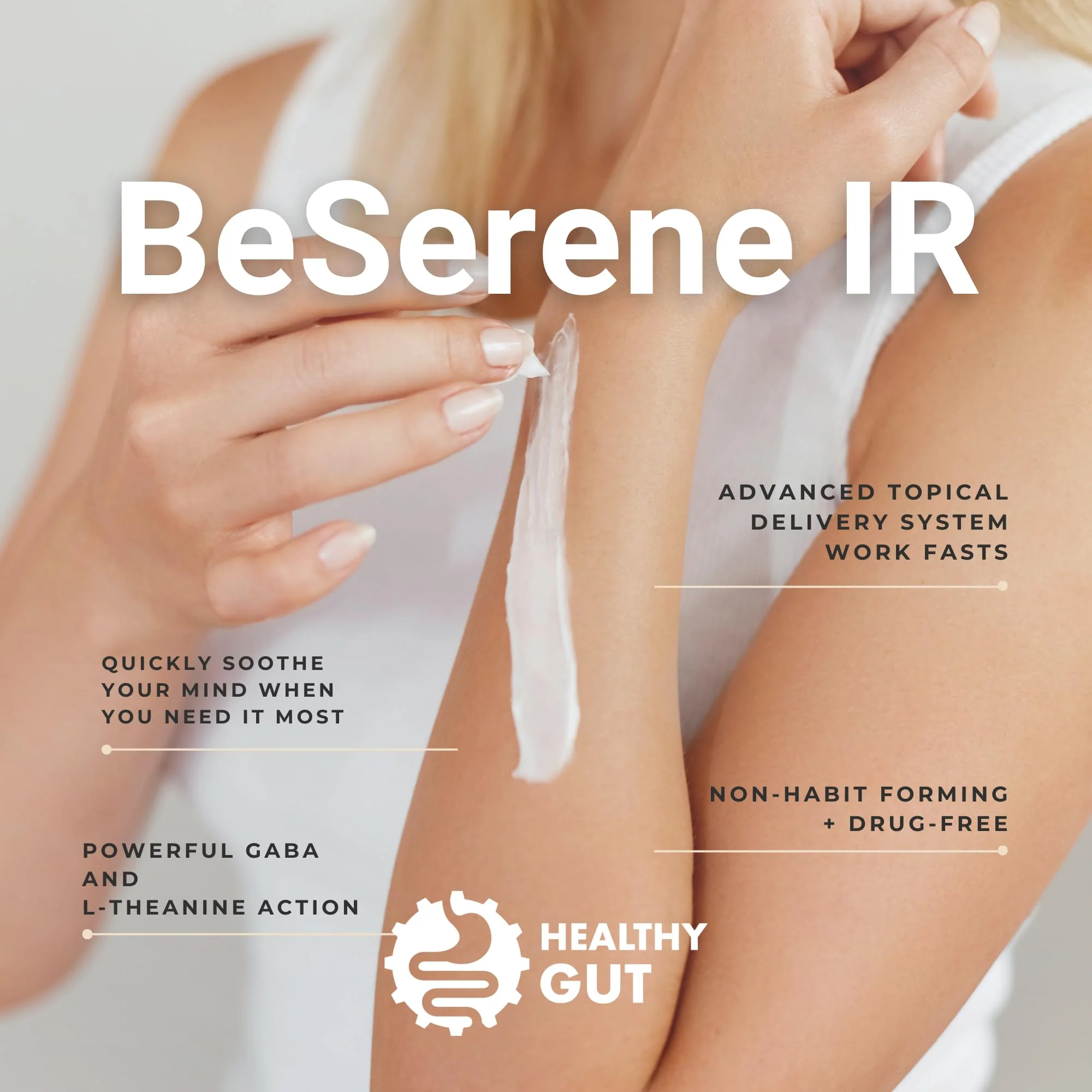 Healthy Gut BeSerene IR | GABA & L-Theanine | Instant Relief Topical Cream | 1.9 OZ - Image 2
