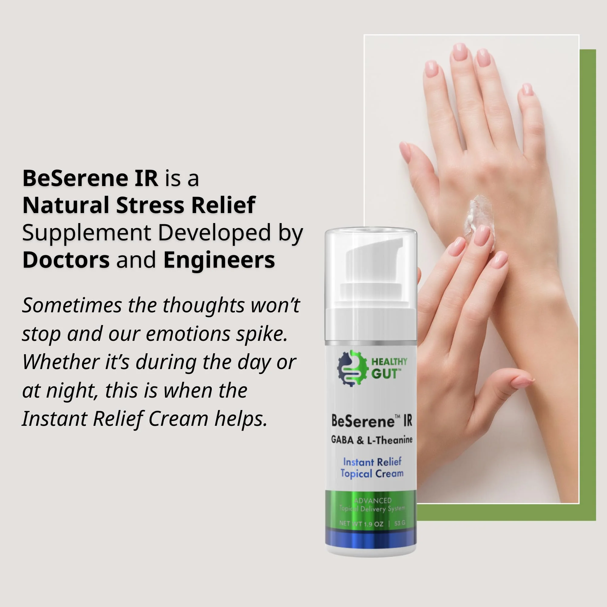 Healthy Gut BeSerene IR | GABA & L-Theanine | Instant Relief Topical Cream | 1.9 OZ - Image 5