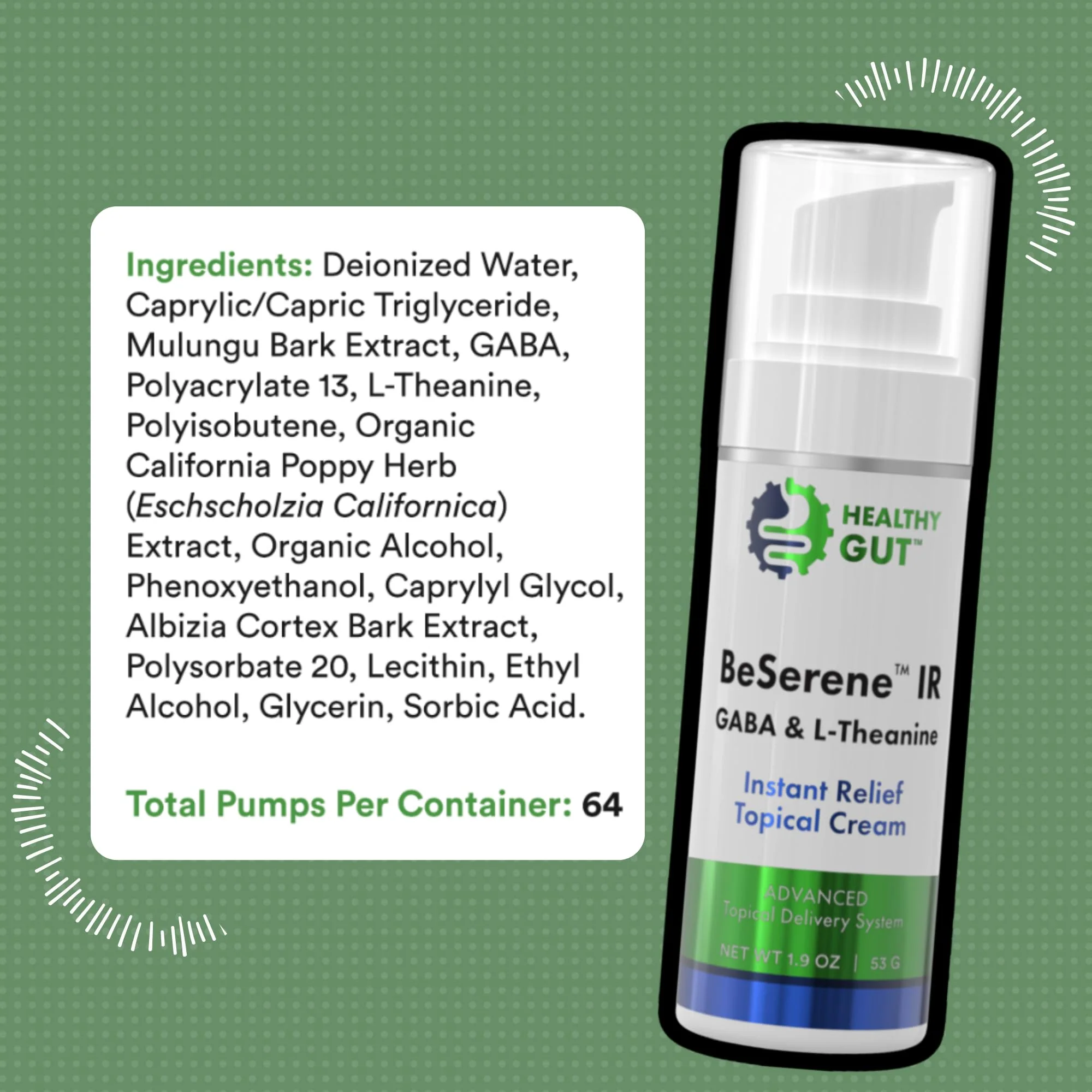 Healthy Gut BeSerene IR | GABA & L-Theanine | Instant Relief Topical Cream | 1.9 OZ - Image 7