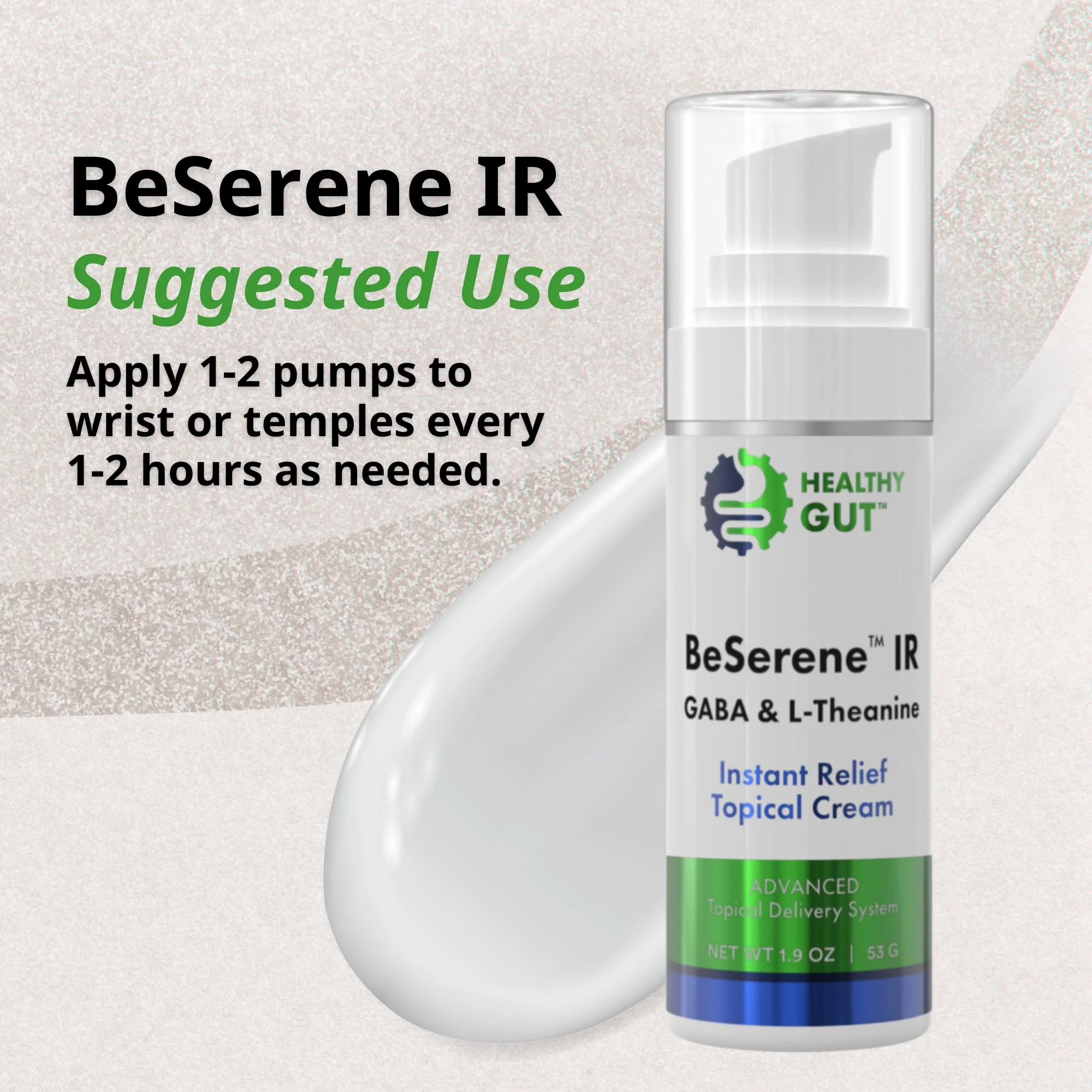 Healthy Gut BeSerene IR | GABA & L-Theanine | Instant Relief Topical Cream | 1.9 OZ - Image 8