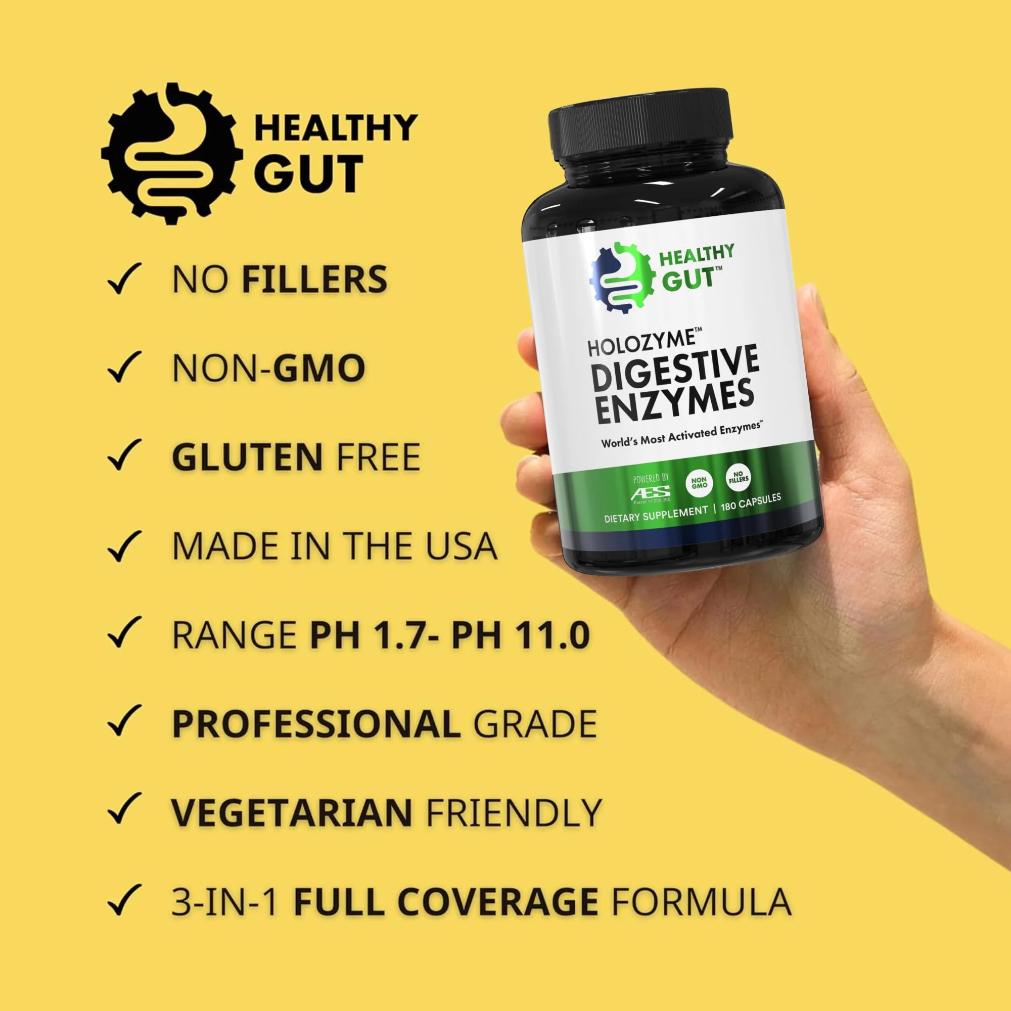 Healthy Gut HoloZyme Max Strength Digestive Enzymes | FODMAP Support with Inulinase, Amyloglucosidase & Invertase | 90 Servings - Image 16