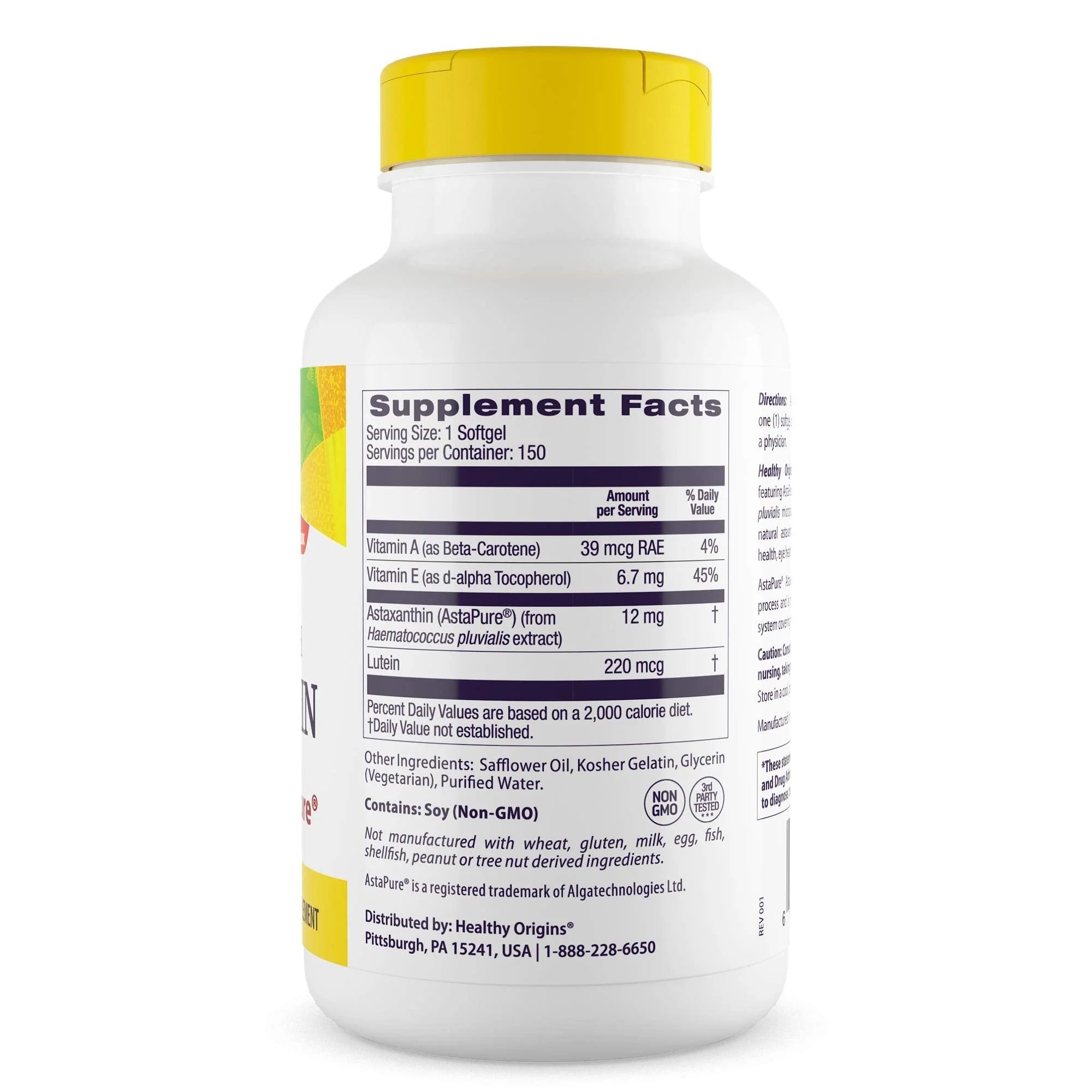 Healthy Origins Astaxanthin 12 mg – Astapure, Triple Strength, 150 Softgels - Image 4