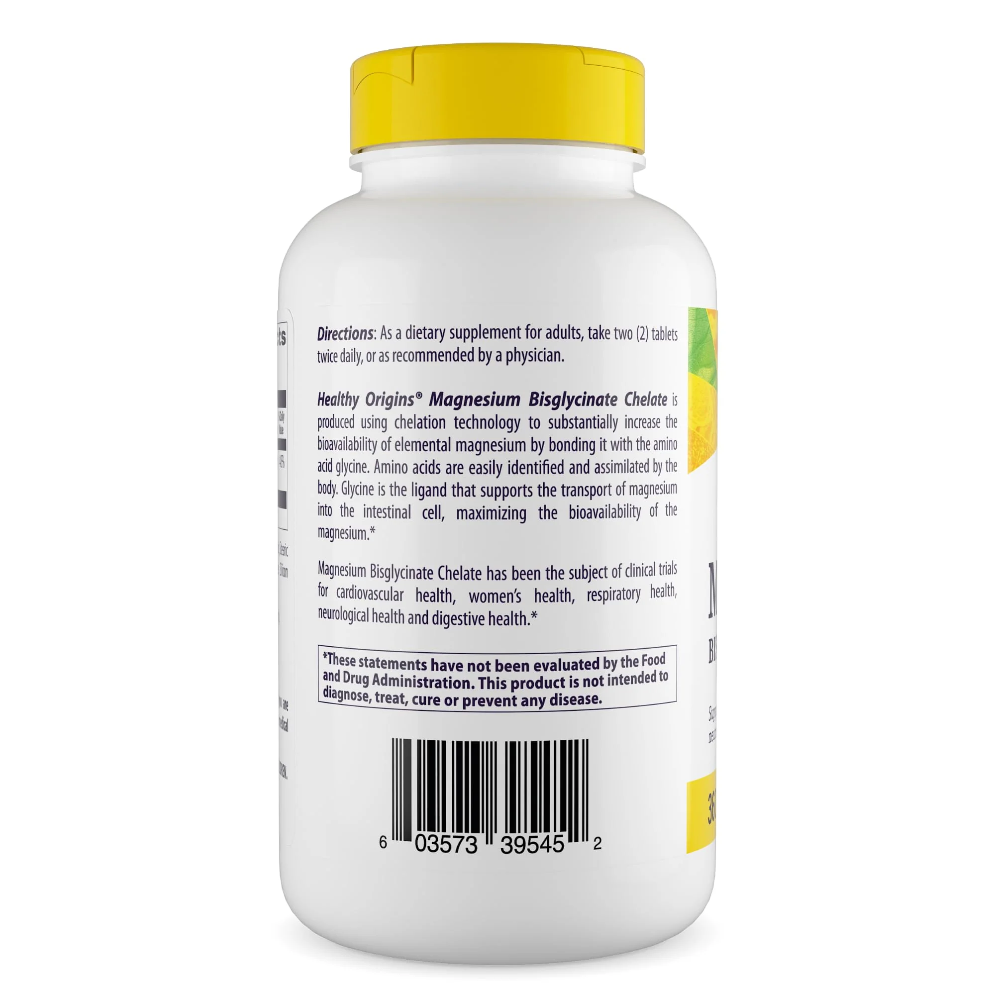 Healthy Origins Magnesium Bisglycinate Chelate – Non-GMO, Gluten Free, Vegan, Cardiovascular & Bone Support, 360 Tablets - Image 3
