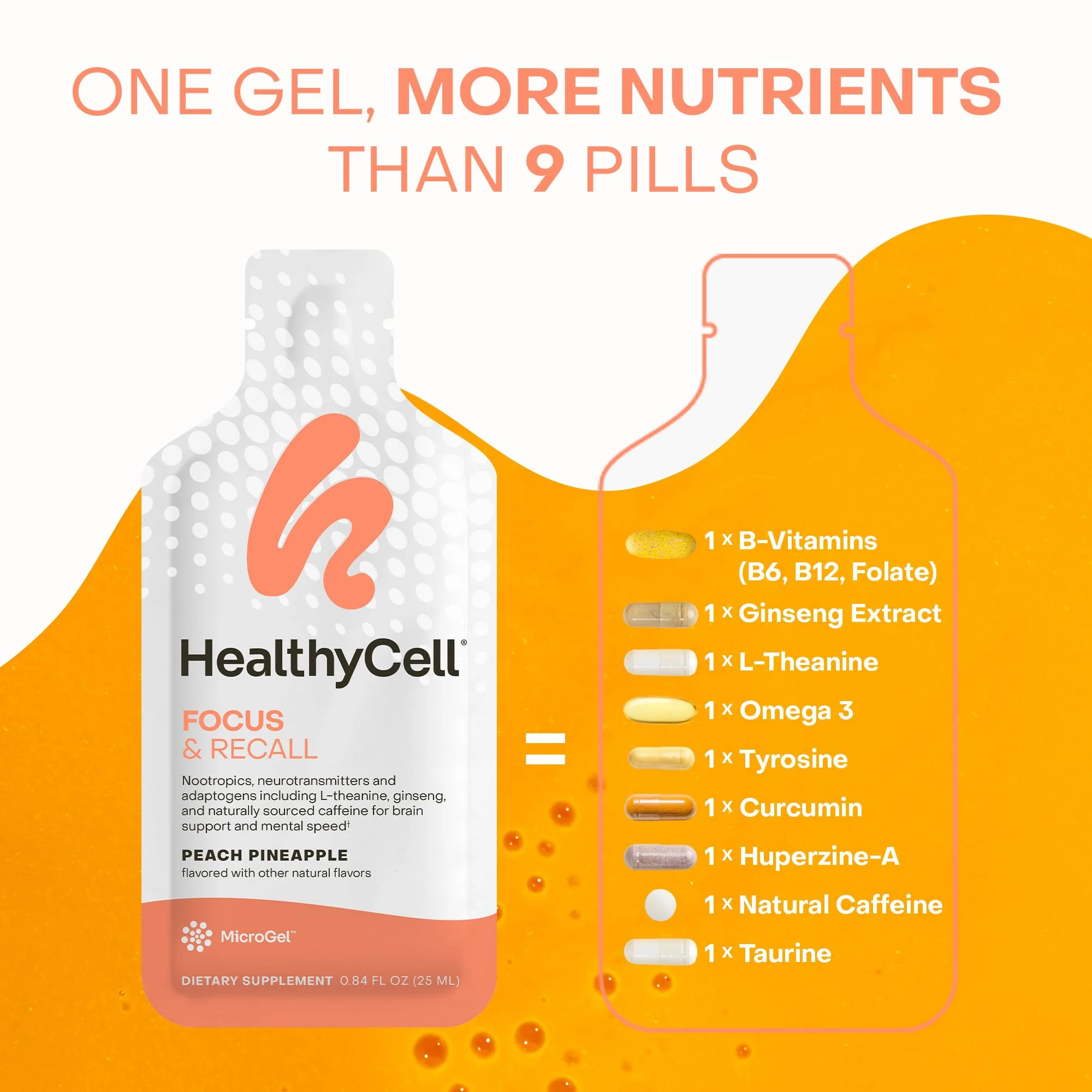HealthyCell Focus & Recall | Daily Liquid Brain Supplement for Focus & Memory (30 Gel Packs) - Image 10