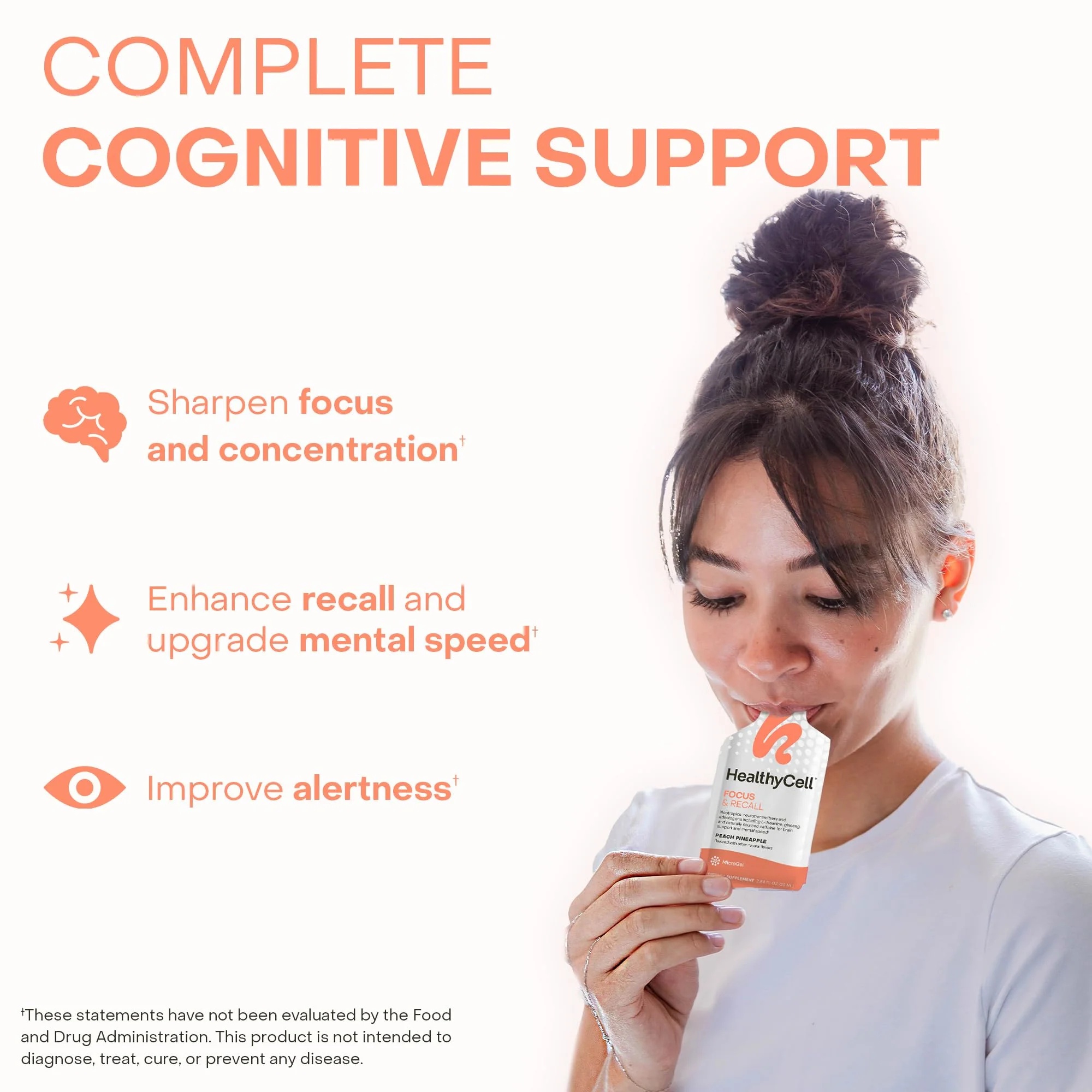 HealthyCell Focus & Recall | Daily Liquid Brain Supplement for Focus & Memory (30 Gel Packs) - Image 8