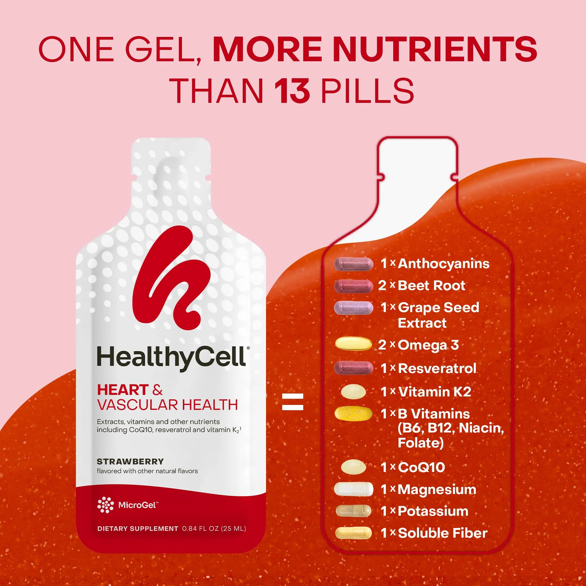 HealthyCell Heart & Vascular Health Daily Liquid Supplement – Beet Root, CoQ10, Resveratrol, Omega-3, Vitamin K2 | 30 Gel Packs - Image 4