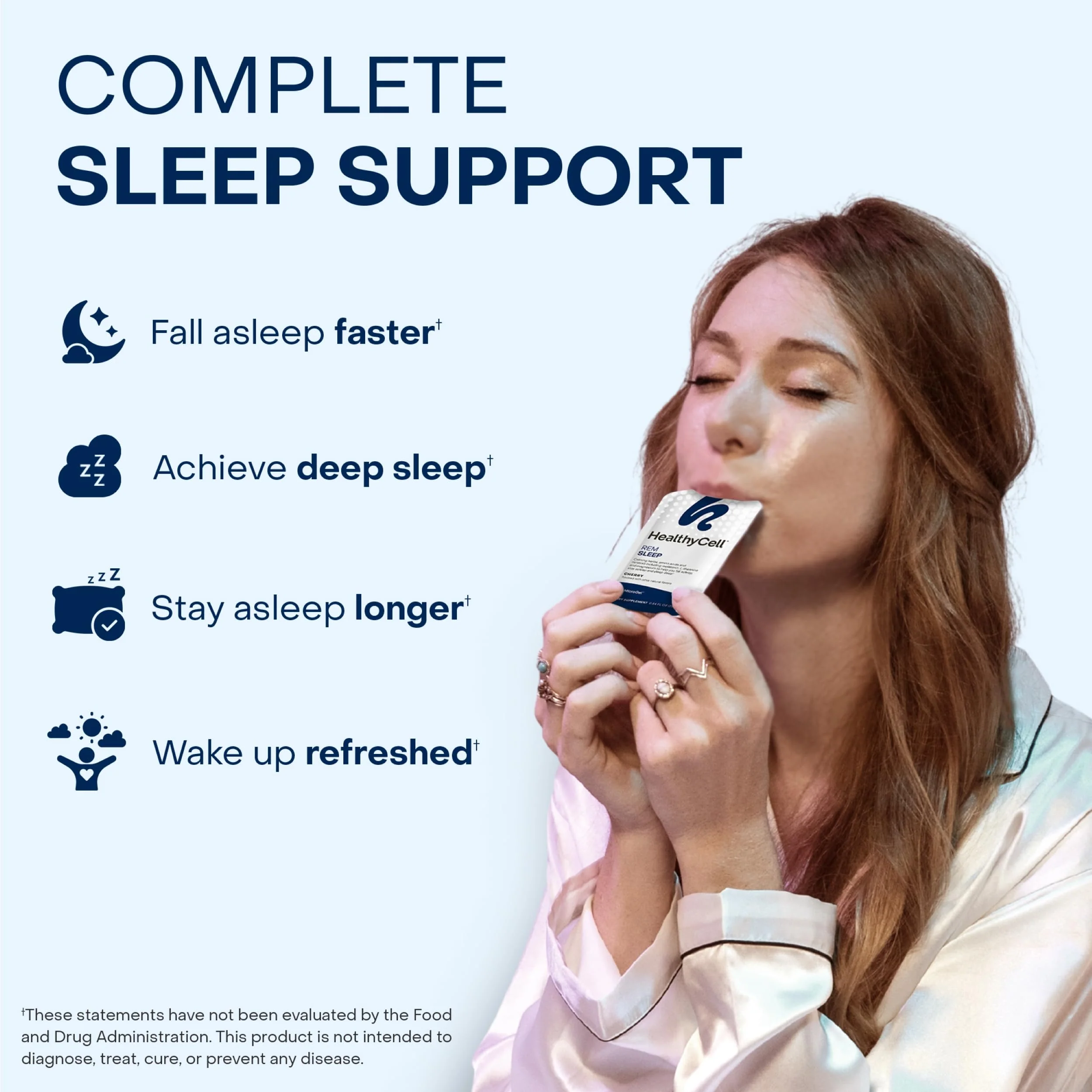 HealthyCell REM Sleep Aid – Extra-Strength Liquid Gel Sleep Support for Adults | Melatonin, Magnesium, L-Theanine, GABA, Cherry Flavor, 30 Gel Packs - Image 8