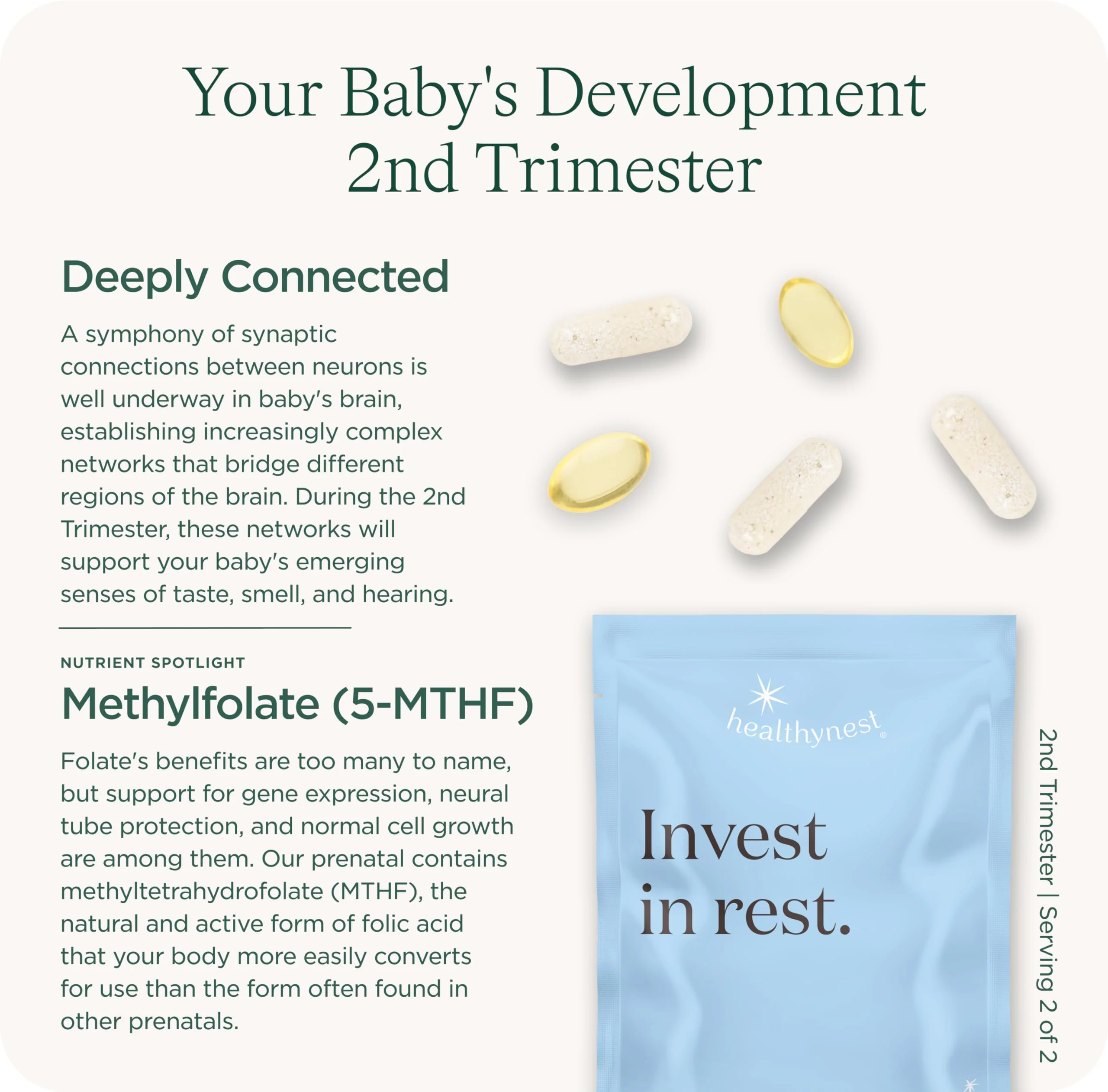 HealthyNest 2nd Trimester Prenatal Vitamin | Fetal Brain Development Support | 31 Day Supply - Image 7
