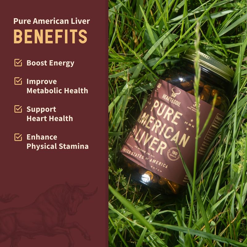HEART & SOIL Beef Liver Capsules – 3000mg, Grass-Fed, 180 Capsules, Made in USA - Image 5
