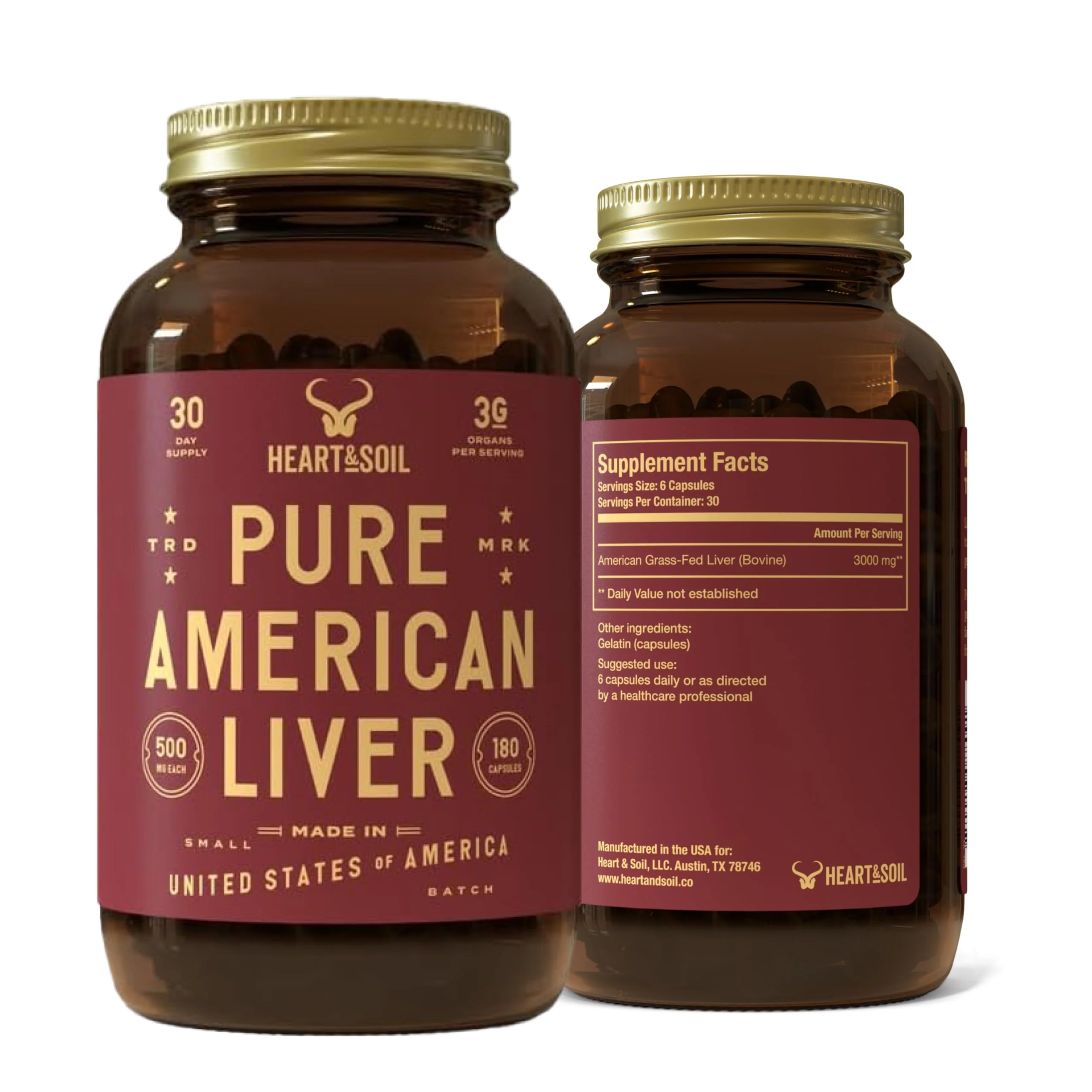HEART & SOIL Beef Liver Capsules – 3000mg, Grass-Fed, 180 Capsules, Made in USA - Image 8