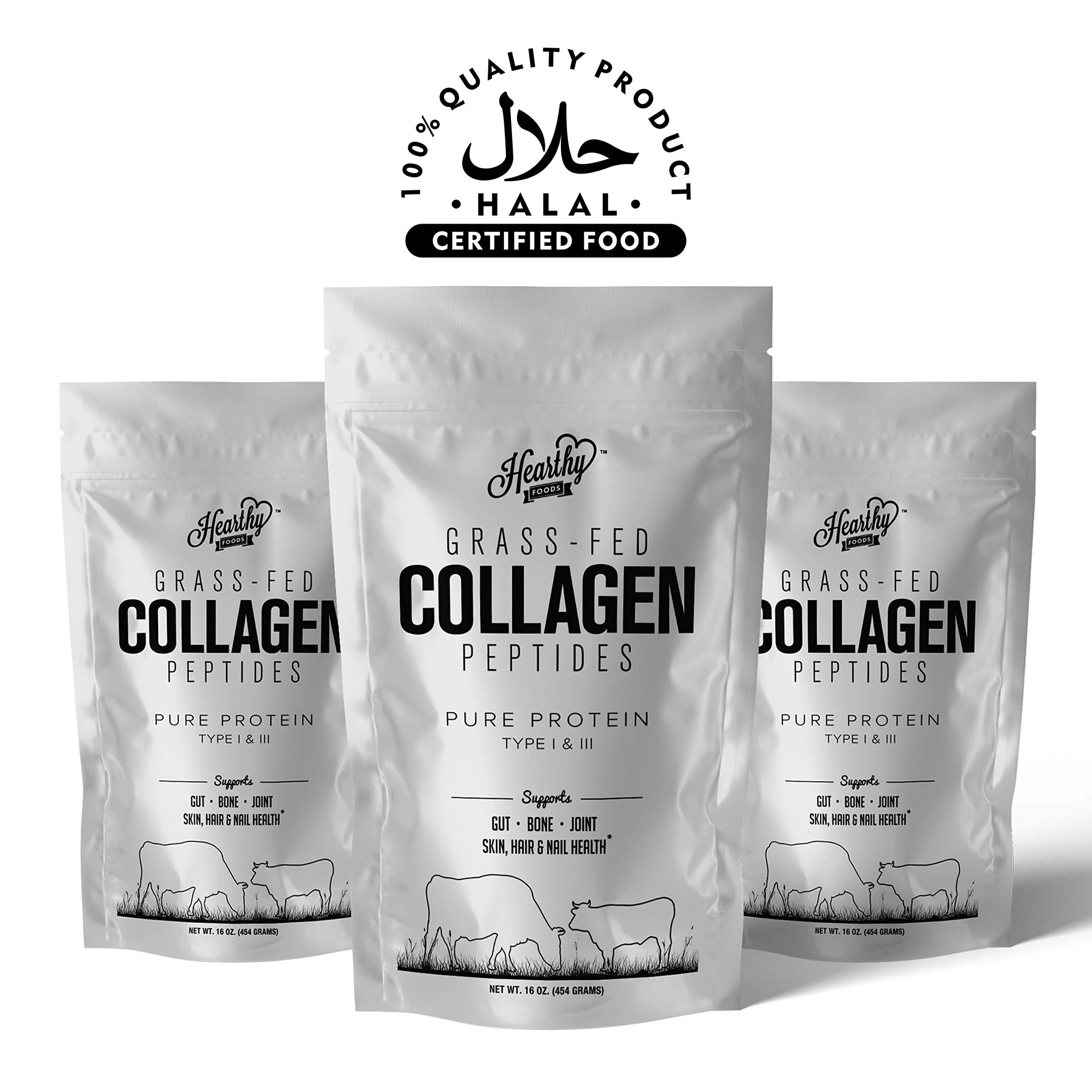 HEARTHY FOODS Collagen Powder 18g Protein - Halal, Grass-Fed, Organic, 16oz - Image 9