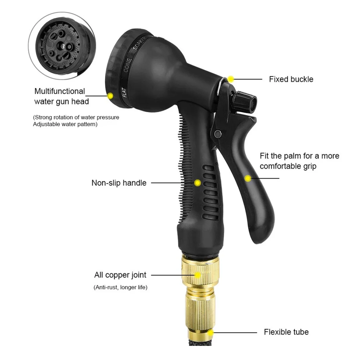 Heavy Duty 50FT Expandable Garden Hose Pipe Flexible With Water Spray Gun UK - Image 4