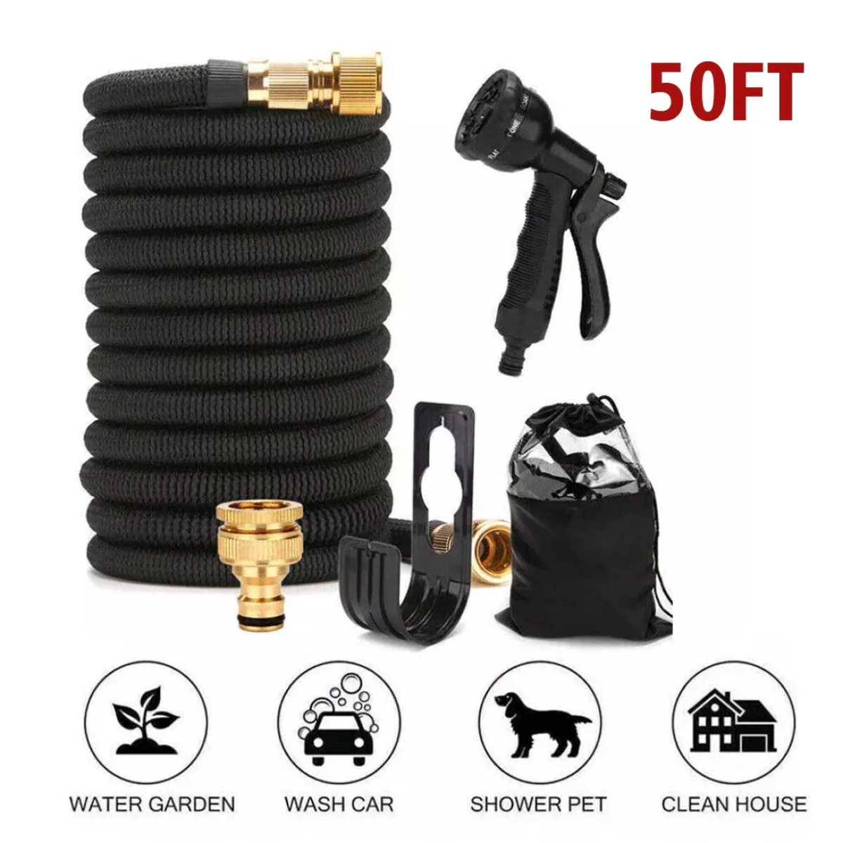 Heavy Duty 50FT Expandable Garden Hose Pipe Flexible With Water Spray Gun UK - Image 6