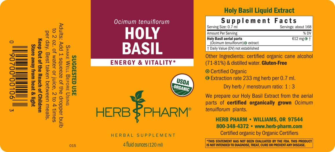 Herb Pharm Holy Basil (Tulsi) Liquid Extract – Certified Organic, Energy & Vitality (4 oz) - Image 14