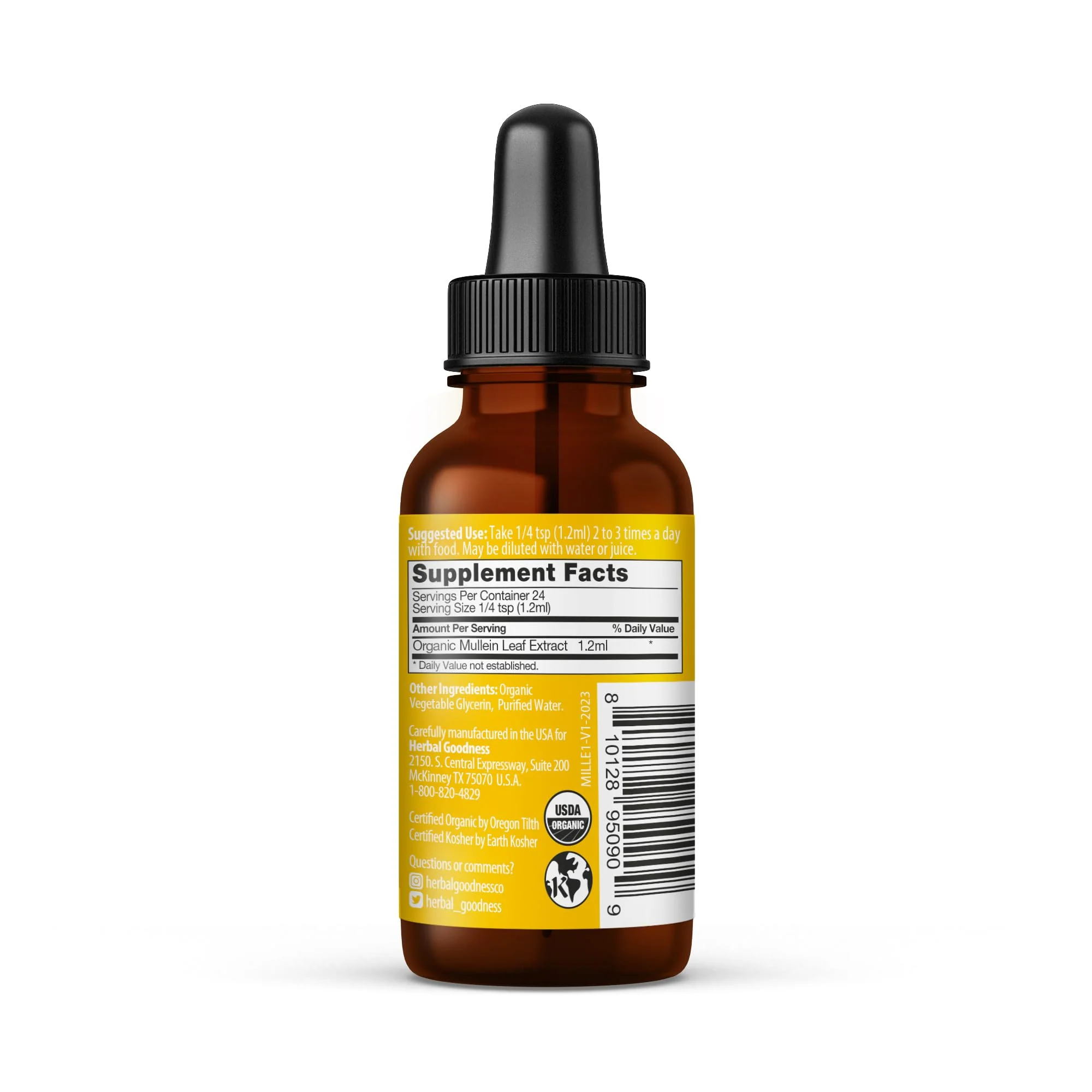 Herbal Goodness Mullein Leaf Extract – 15X Strength Mullein Tincture 1oz for Lungs Detox, Respiratory Support & Digestive Health - Image 2