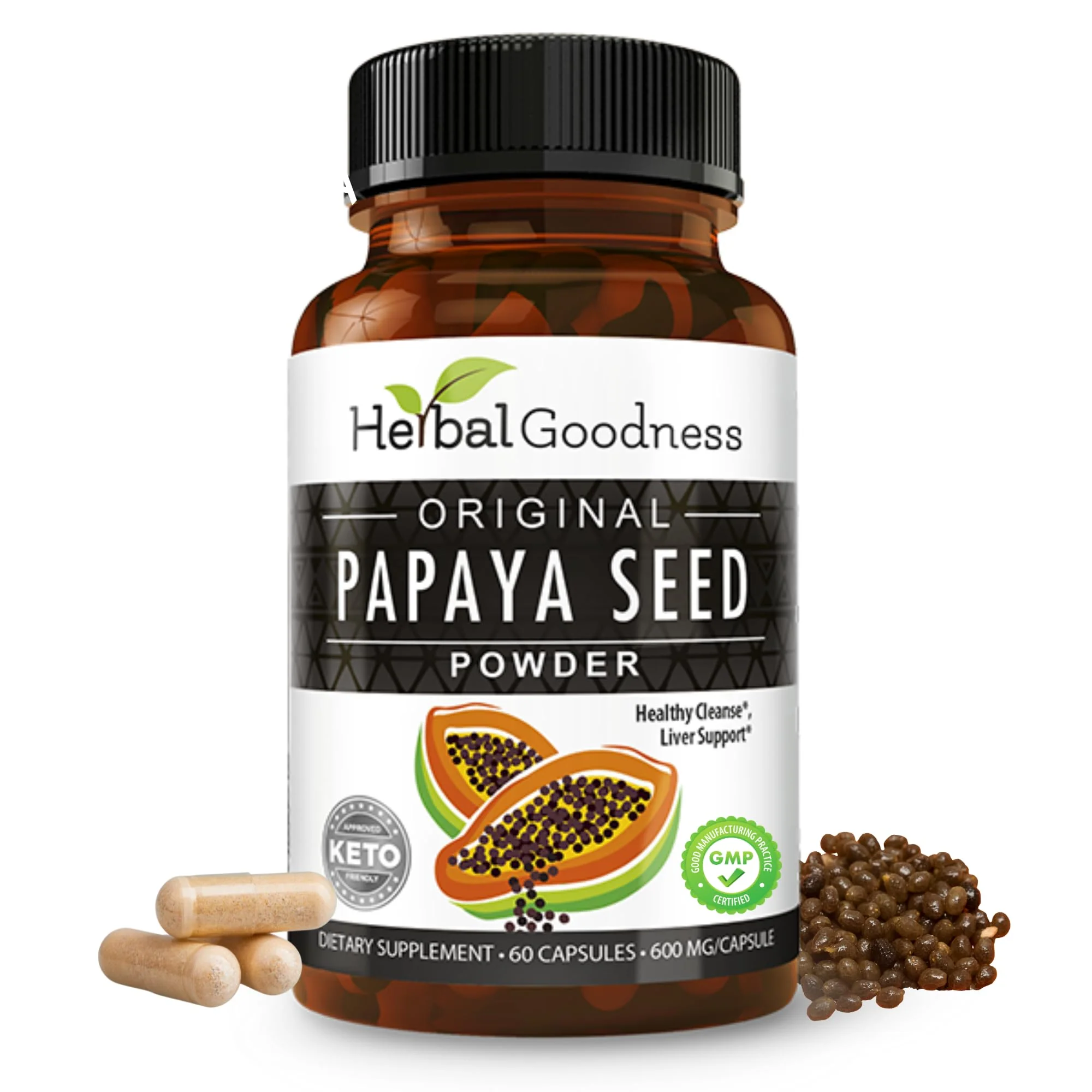 Herbal Goodness Papaya Seeds Powder Capsules – 600mg x 60, Organic Papain Enzymes for Digestion - Image 10