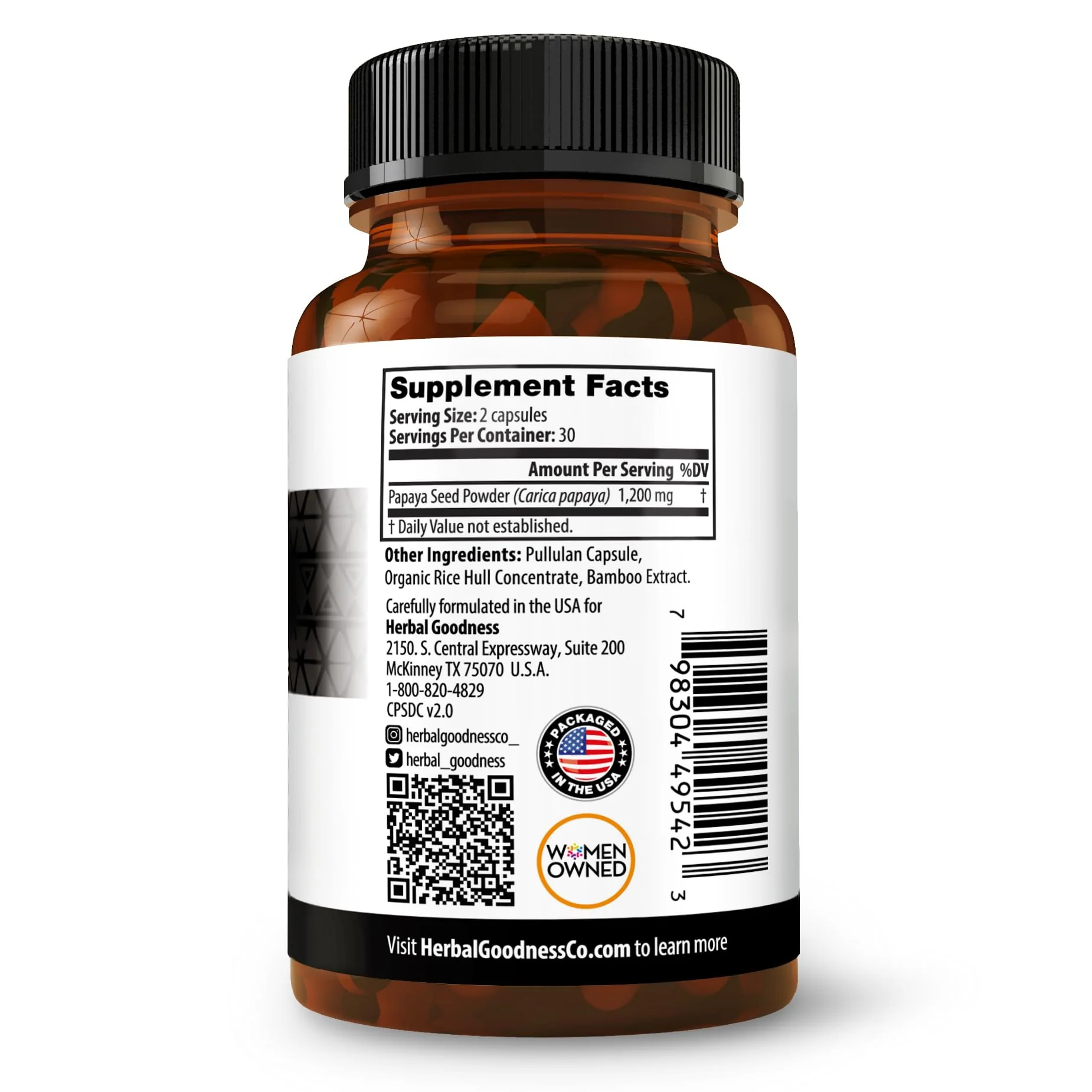 Herbal Goodness Papaya Seeds Powder Capsules – 600mg x 60, Organic Papain Enzymes for Digestion - Image 11