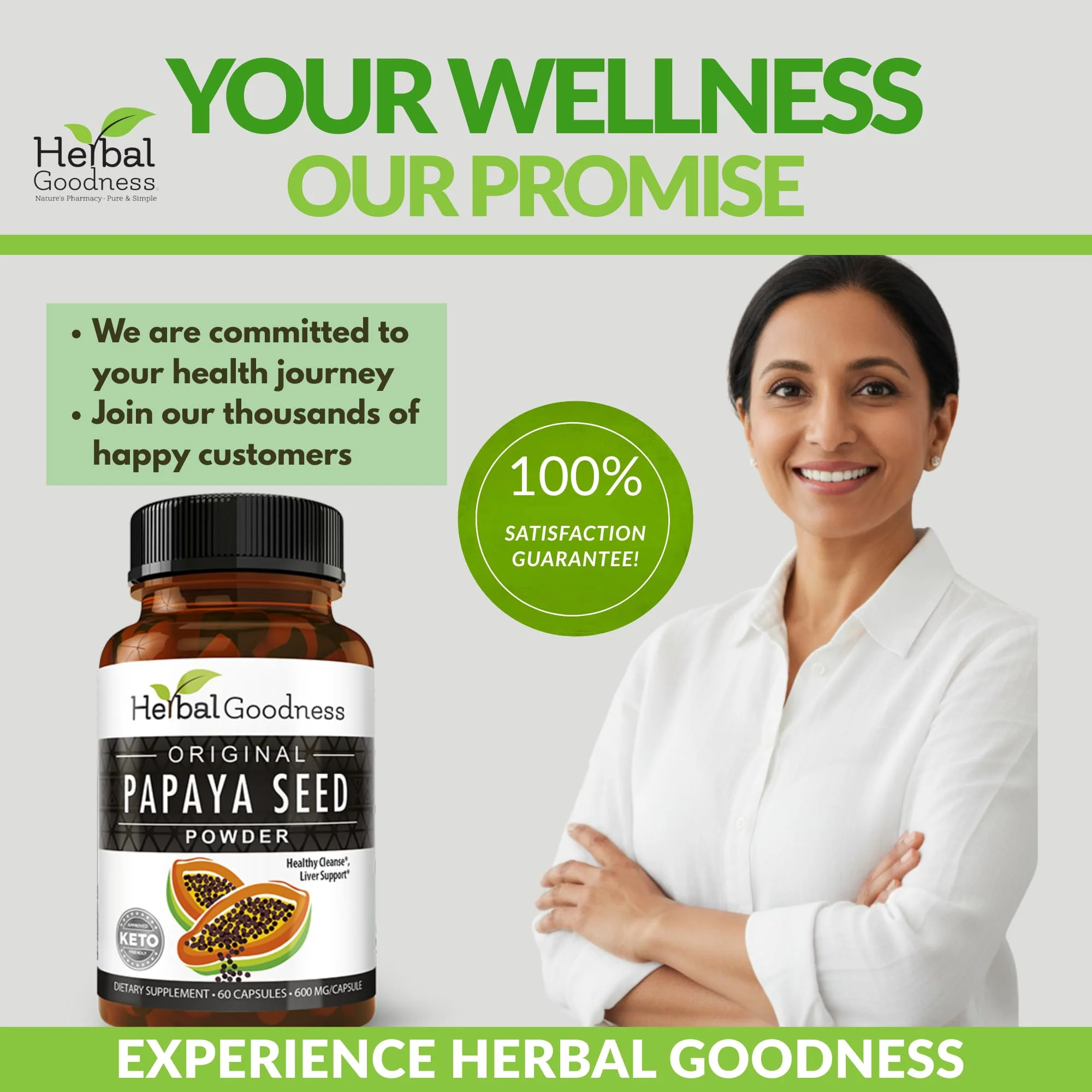 Herbal Goodness Papaya Seeds Powder Capsules – 600mg x 60, Organic Papain Enzymes for Digestion - Image 15