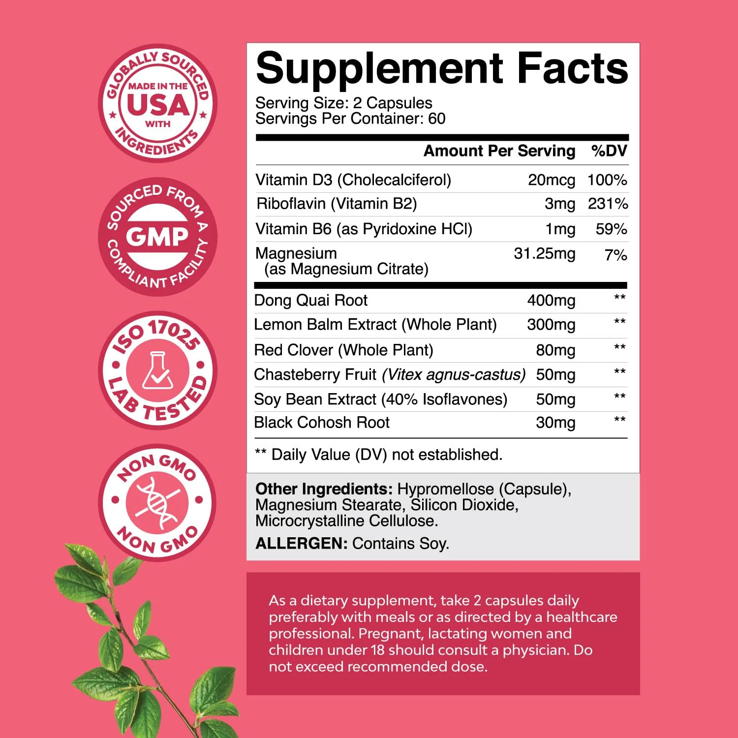 Herbal Menopause Supplement for Women | Hormone Balance & Night Sweats 120 Count - Image 2