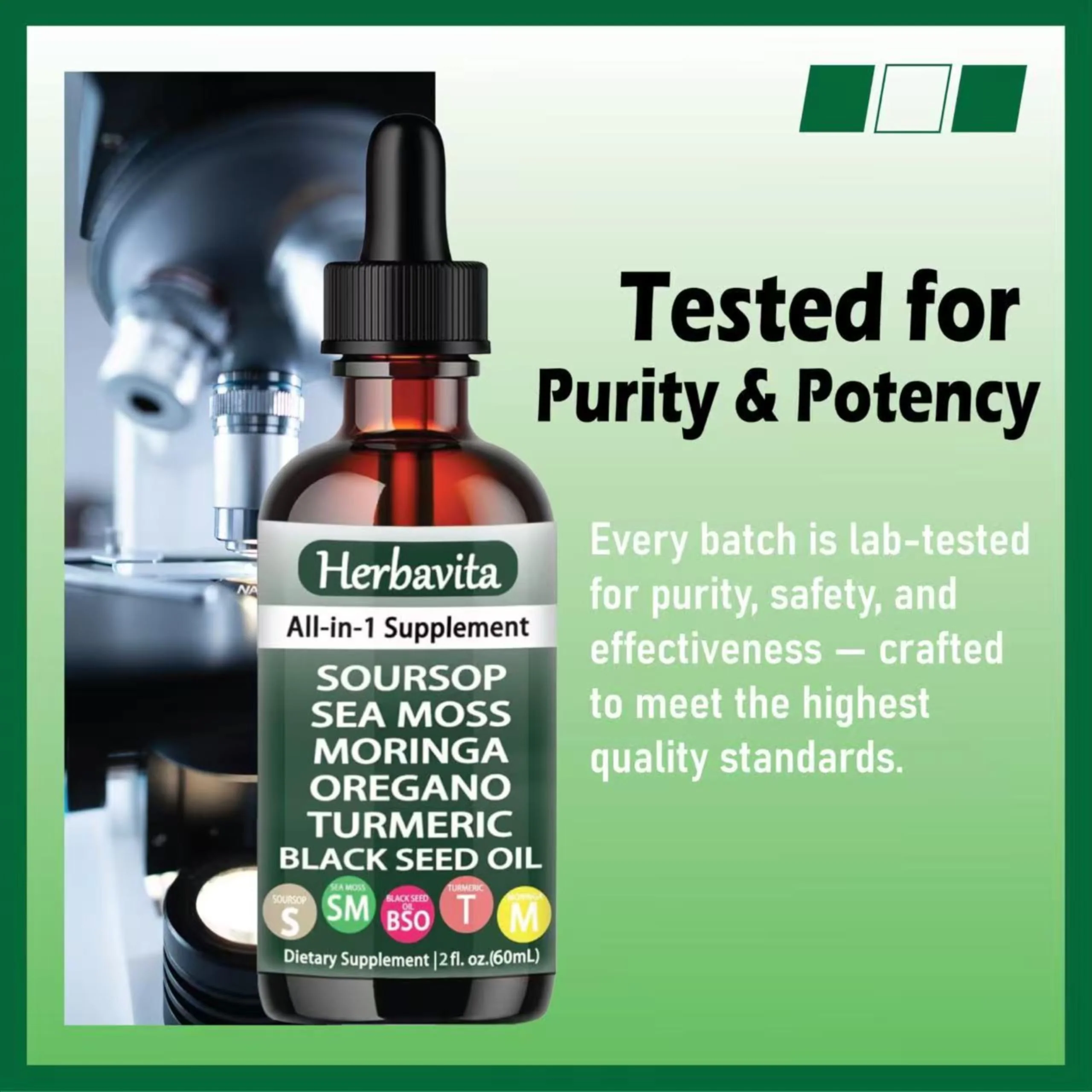 Herbavita Soursop Liquid Drops 10-in-1 | Sea Moss, Moringa, Turmeric & Black Seed Oil | Vegan, Non-GMO - Image 6