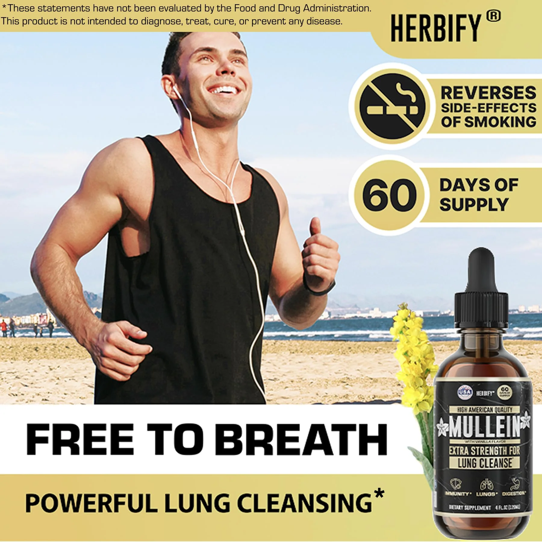 HERBIFY Mullein Drops – Lung Cleansing, Respiratory Support, Vanilla Flavor | Made in USA | 4 oz - Image 2