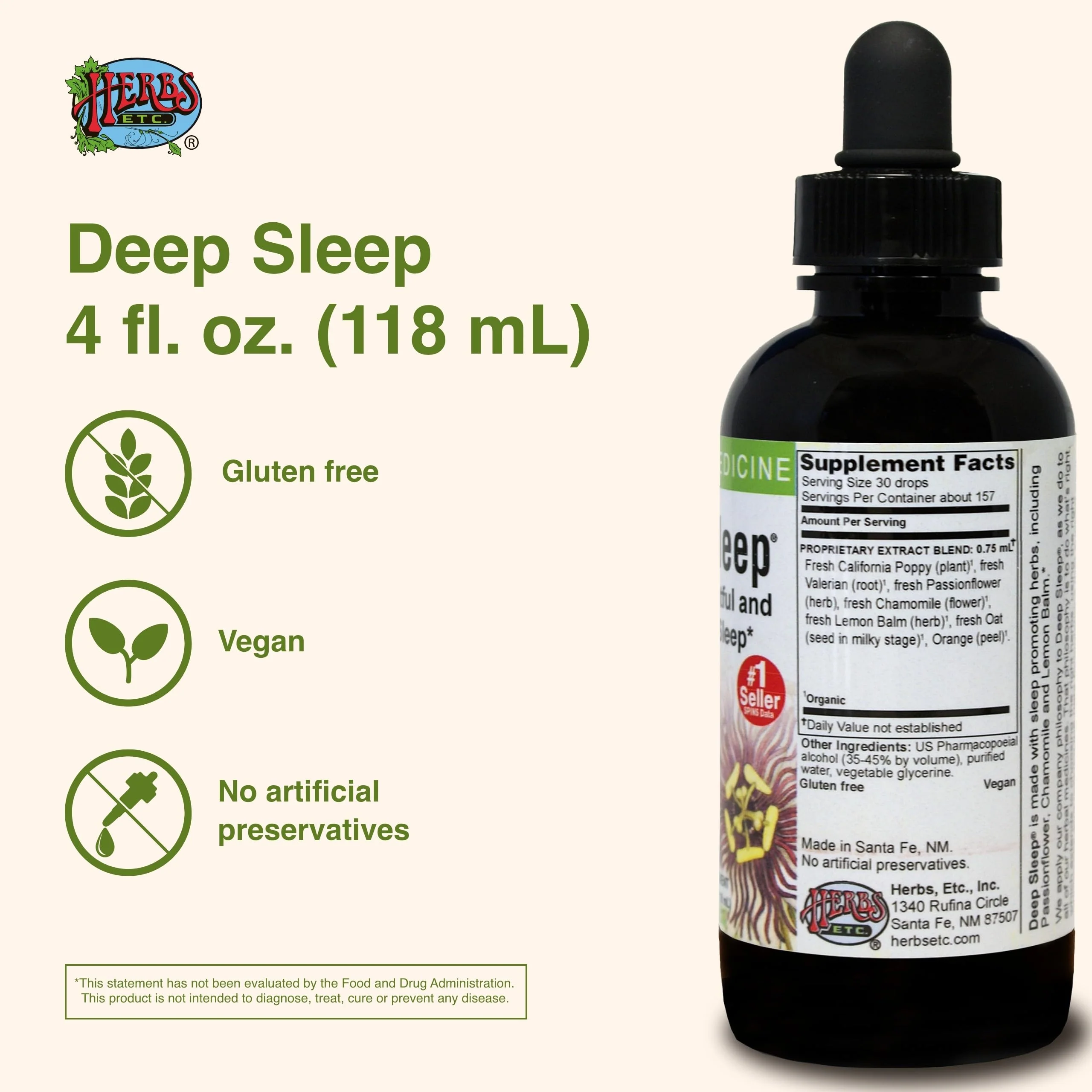 Herbs Etc. Deep Sleep - Natural Herbal Sleep Aid (Non-Habit Forming) 4 oz Liquid Extract - 2 Pack - Image 10