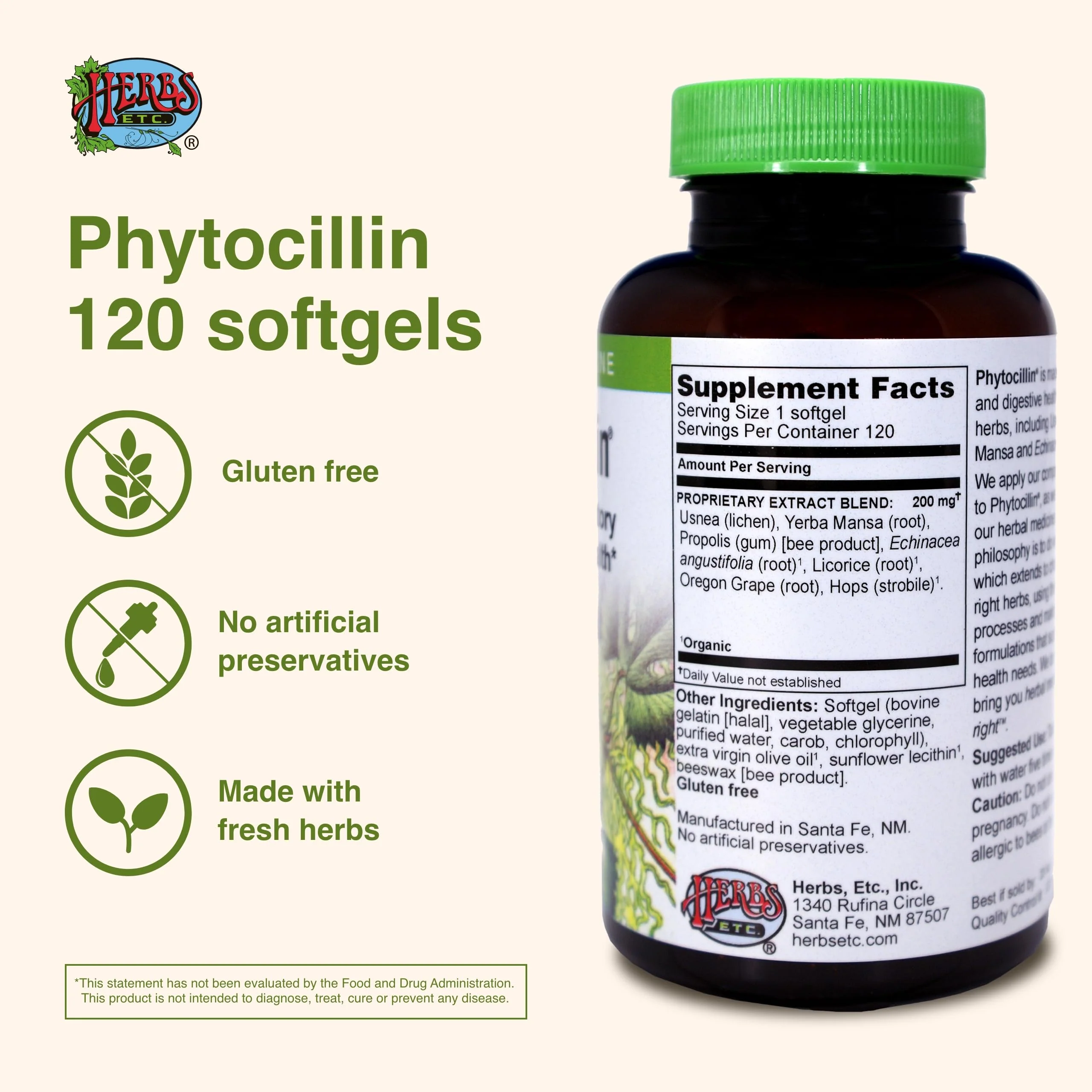 Herbs Etc. Phytocillin: Respiratory & Digestive Health Support | 120 Softgels - Image 4