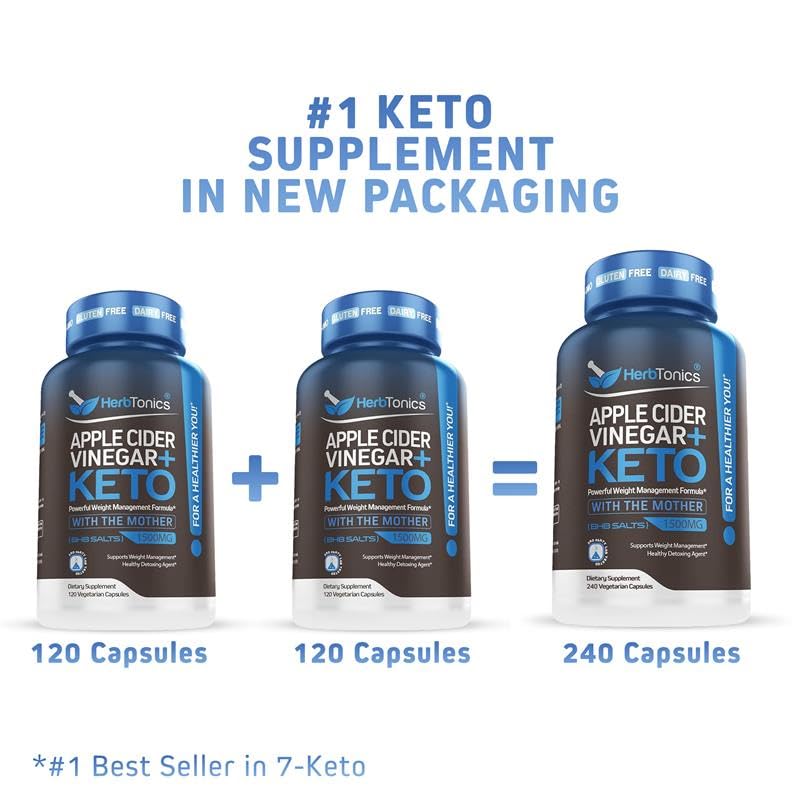 Herbtonics Keto Metabolic Optimizer & Satiety Complex | Apple Cider Vinegar + BHB Capsules | GLP-1 & Fullness Support | 240 Capsules - Image 3