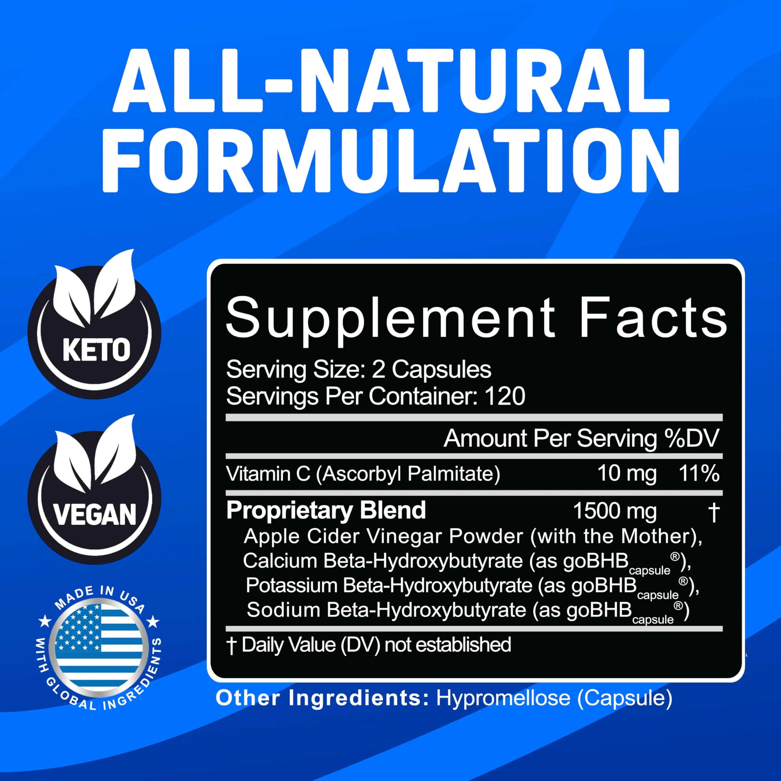 Herbtonics Keto Metabolic Optimizer & Satiety Complex | Apple Cider Vinegar + BHB Capsules | GLP-1 & Fullness Support | 240 Capsules - Image 5