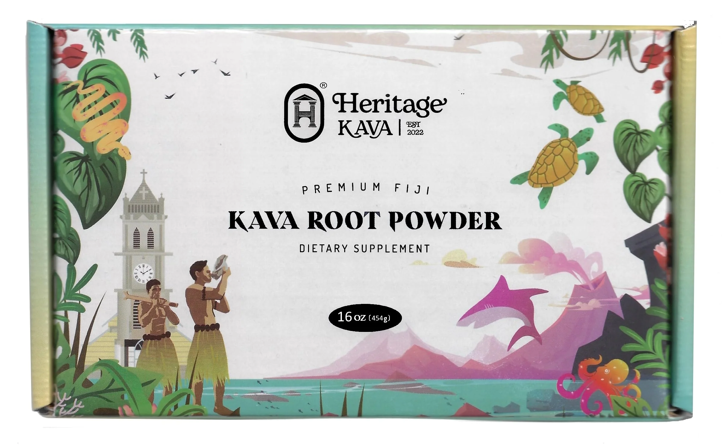 Heritage Kava Premium Fiji Noble Kava Root Powder 16 oz (1 lb)
