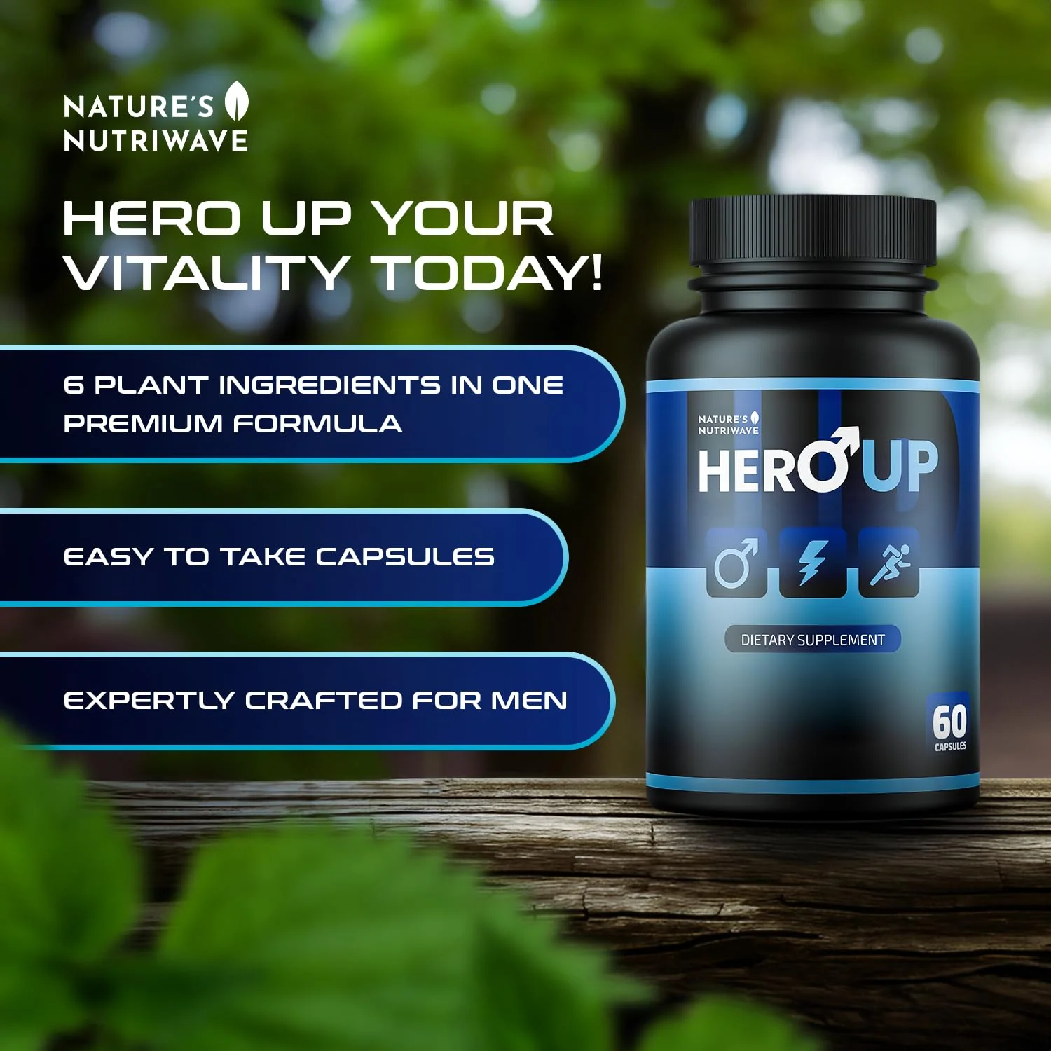 HeroUP by Nature’s NutriWave – Plant-Based Wellness, Non-GMO, Stimulant-Free | USA-Made 60 Capsules - Image 5