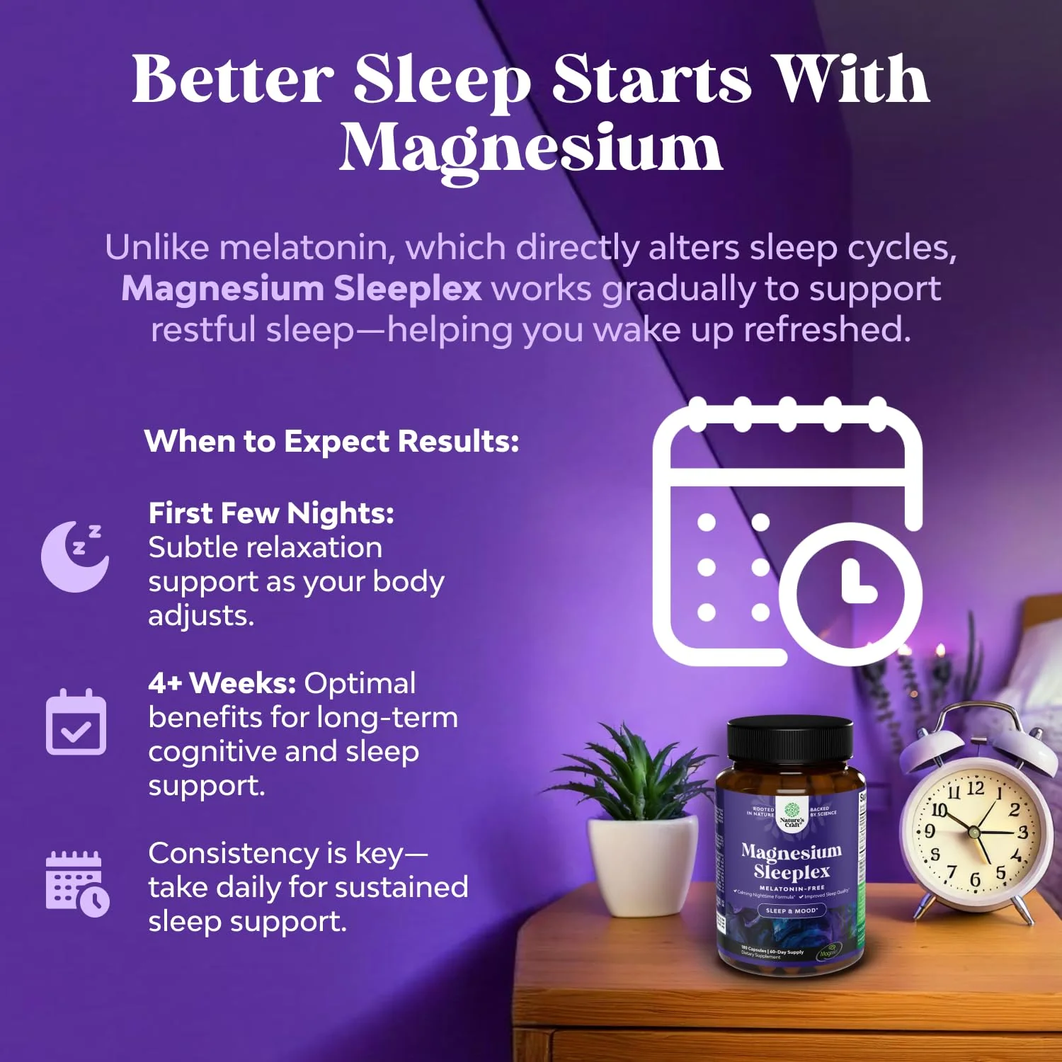High Absorption Magnesium Sleep Supplement - Magtein L-Threonate + Apigenin Theanine for Rest (180 Ct) - Image 3