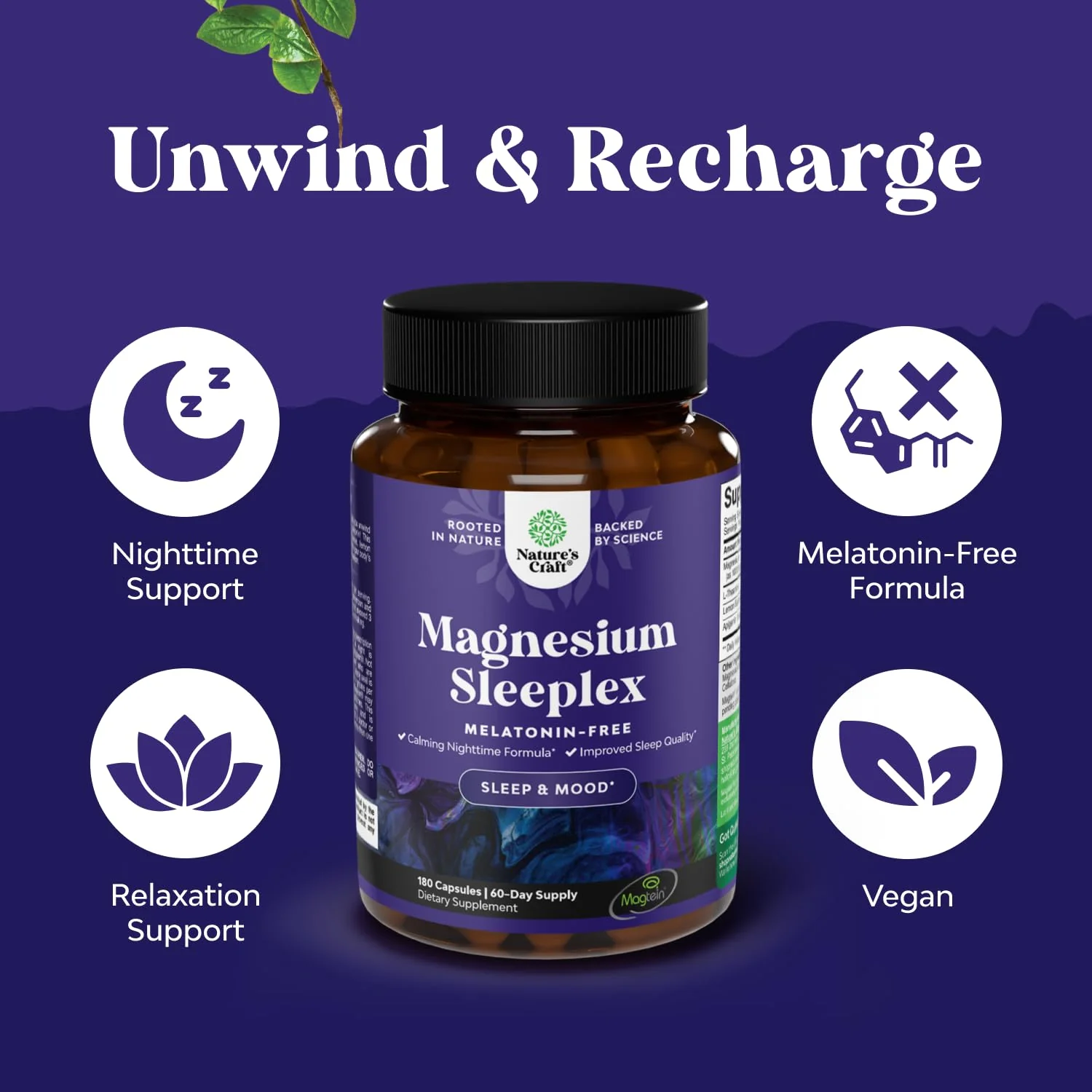 High Absorption Magnesium Sleep Supplement - Magtein L-Threonate + Apigenin Theanine for Rest (180 Ct) - Image 4