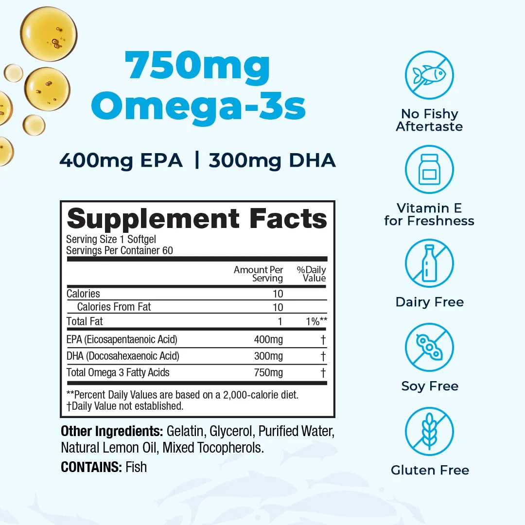 High-Potency Omega-3 Fish Oil 750mg | EPA & DHA for Heart, Brain & Immune Health - Image 8