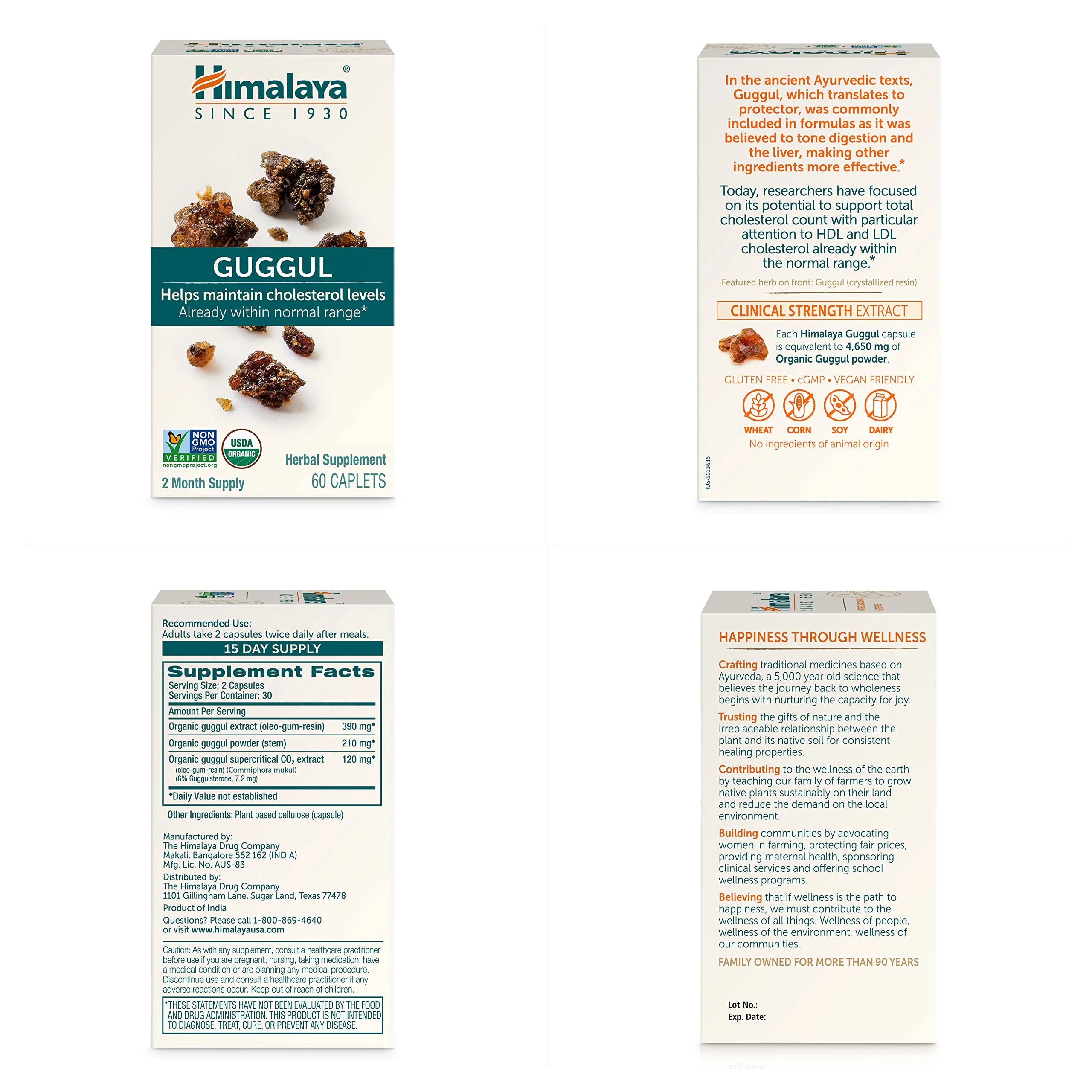 Himalaya Guggul - Cholesterol Support (LDL, HDL & Triglycerides) 750 mg, 60 Vegetarian Capsules, 1 Month Supply, 2 Pack - Image 6