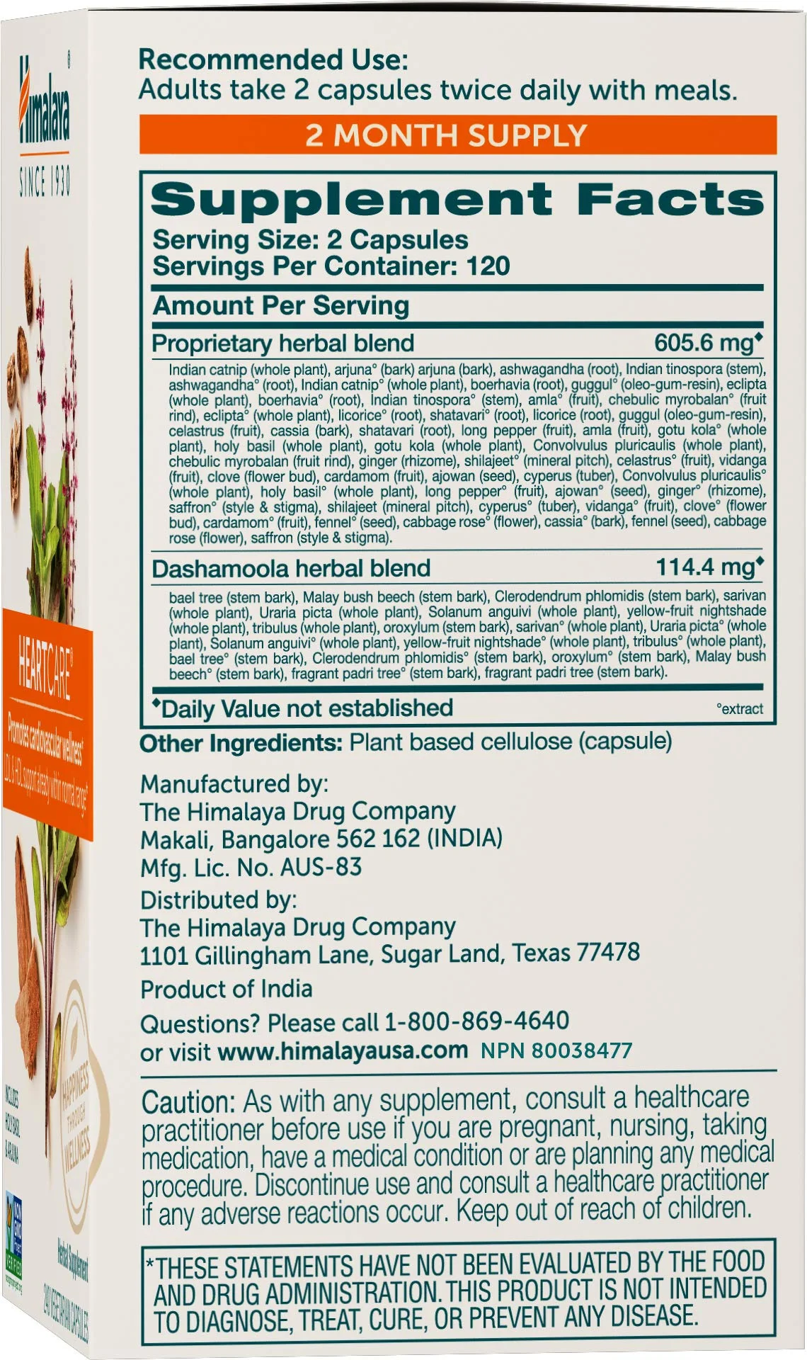 Himalaya HeartCare: Cardiovascular Wellness, Cholesterol & Blood Pressure Support - 720mg, 240 Capsules - Image 9