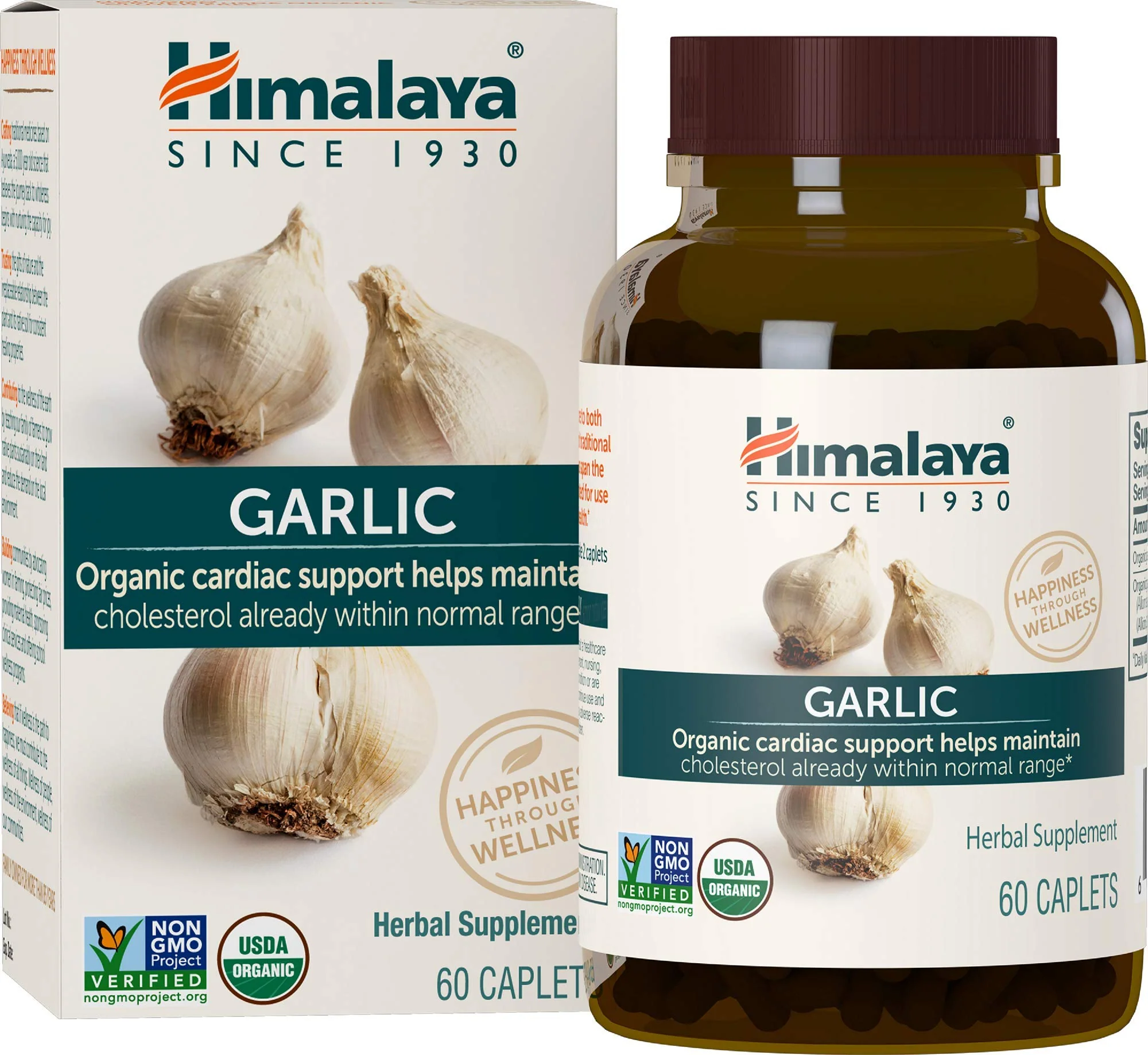 Himalaya Organic Garlic 1,400 mg | Lipid Metabolism & Immune Support | 60 Caplets (1 Month Supply, 2 Pack) - Image 2