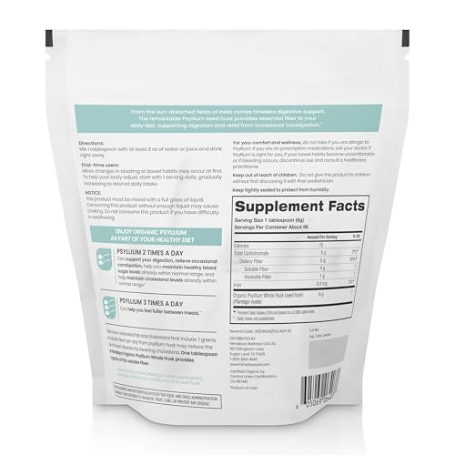 Himalaya Organic Psyllium Whole Husk – 2-Pack, 56 Tbsp, Unflavored, USDA Organic, Non-GMO Fiber Supplement - Image 2