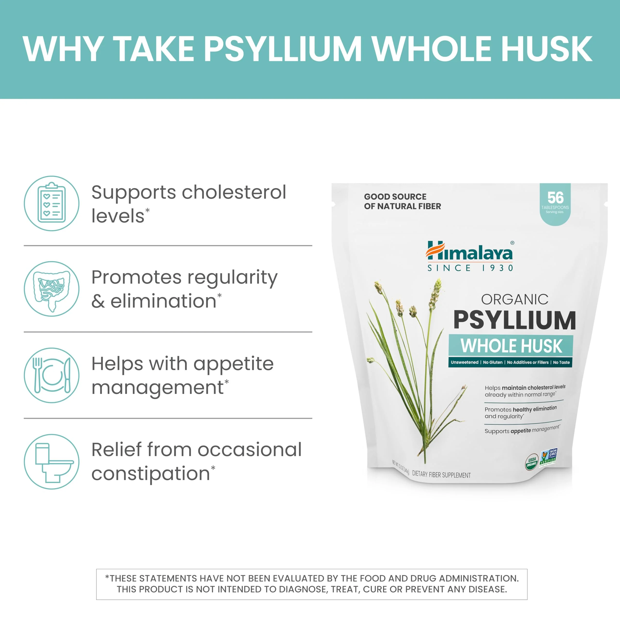 Himalaya Organic Psyllium Whole Husk – 2-Pack, 56 Tbsp, Unflavored, USDA Organic, Non-GMO Fiber Supplement - Image 4