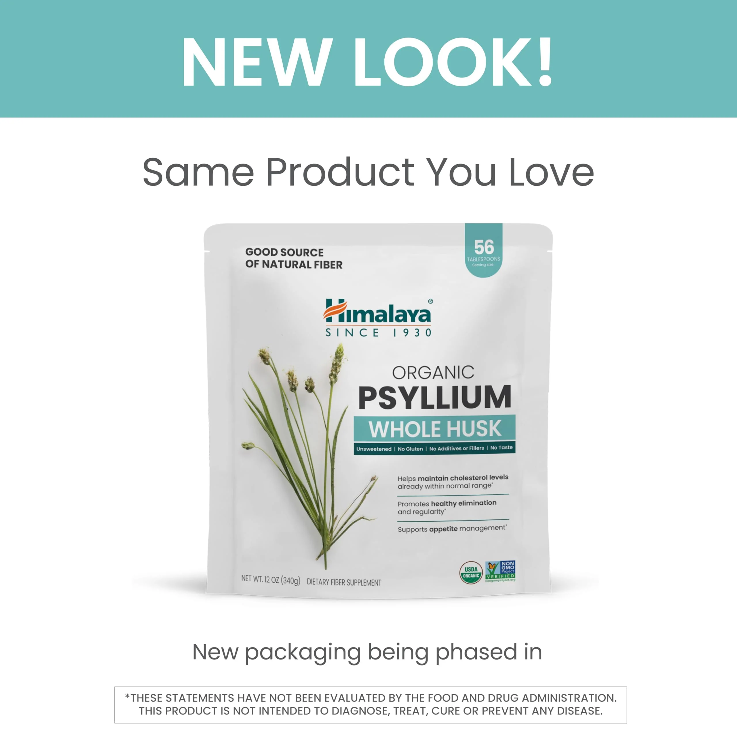 Himalaya Organic Psyllium Whole Husk – 2-Pack, 56 Tbsp, Unflavored, USDA Organic, Non-GMO Fiber Supplement - Image 8