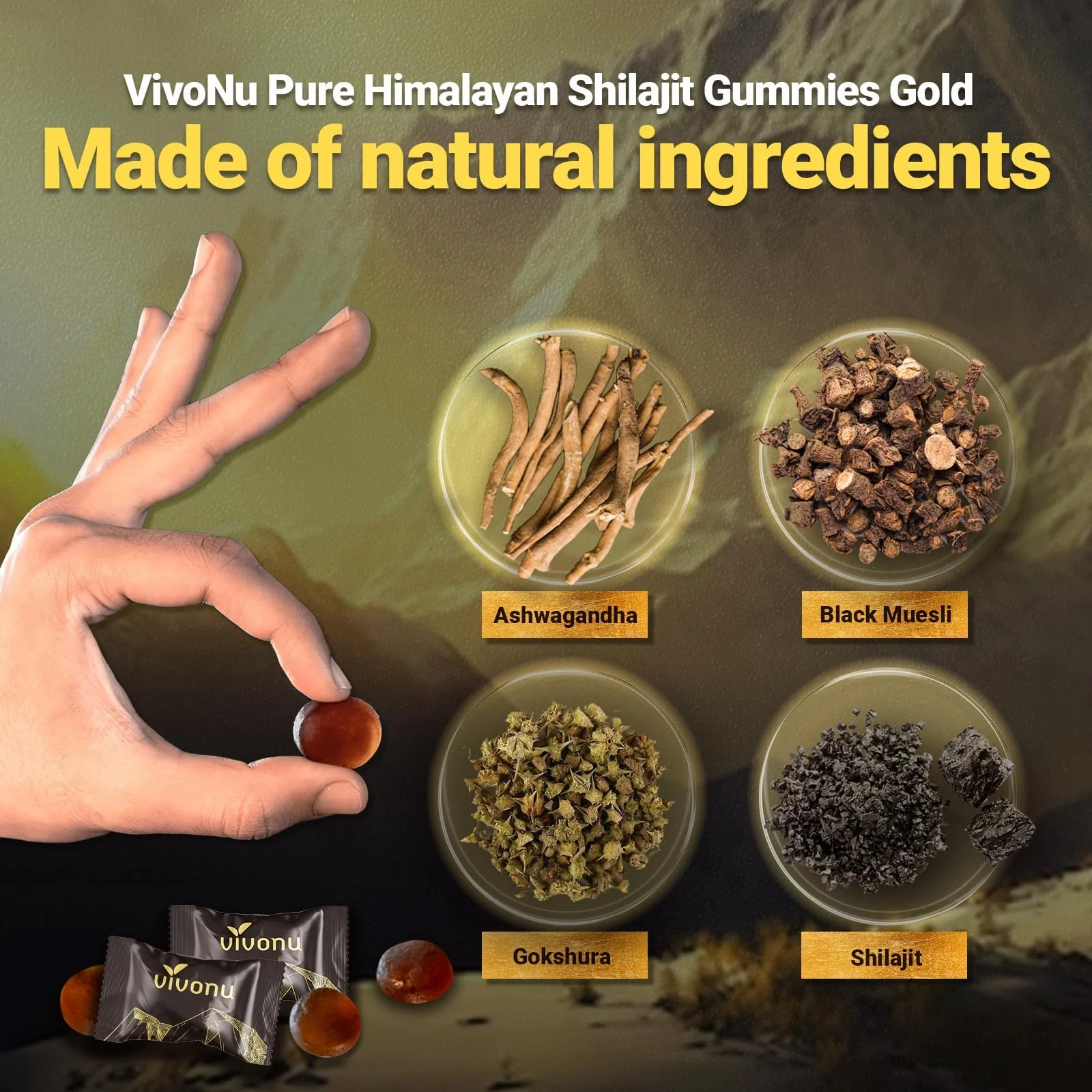 Himalayan Shilajit Gummies with Ashwagandha & Gokshura – Organic & Non-GMO - Image 2