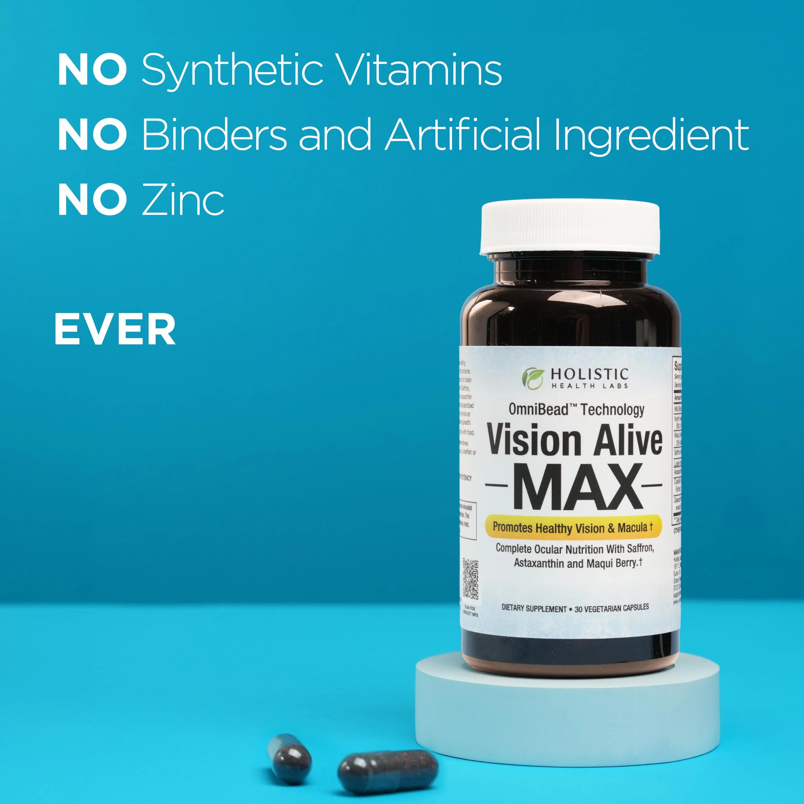 Holistic Health Labs Vision Alive Max – 8 Natural Eye Health Ingredients (Lutemax 2020, Bilberries, Blueberries, C3G from Black Currant, Maqui Berry, Saffron, Astaxanthin) – Pack of 3 - Image 4
